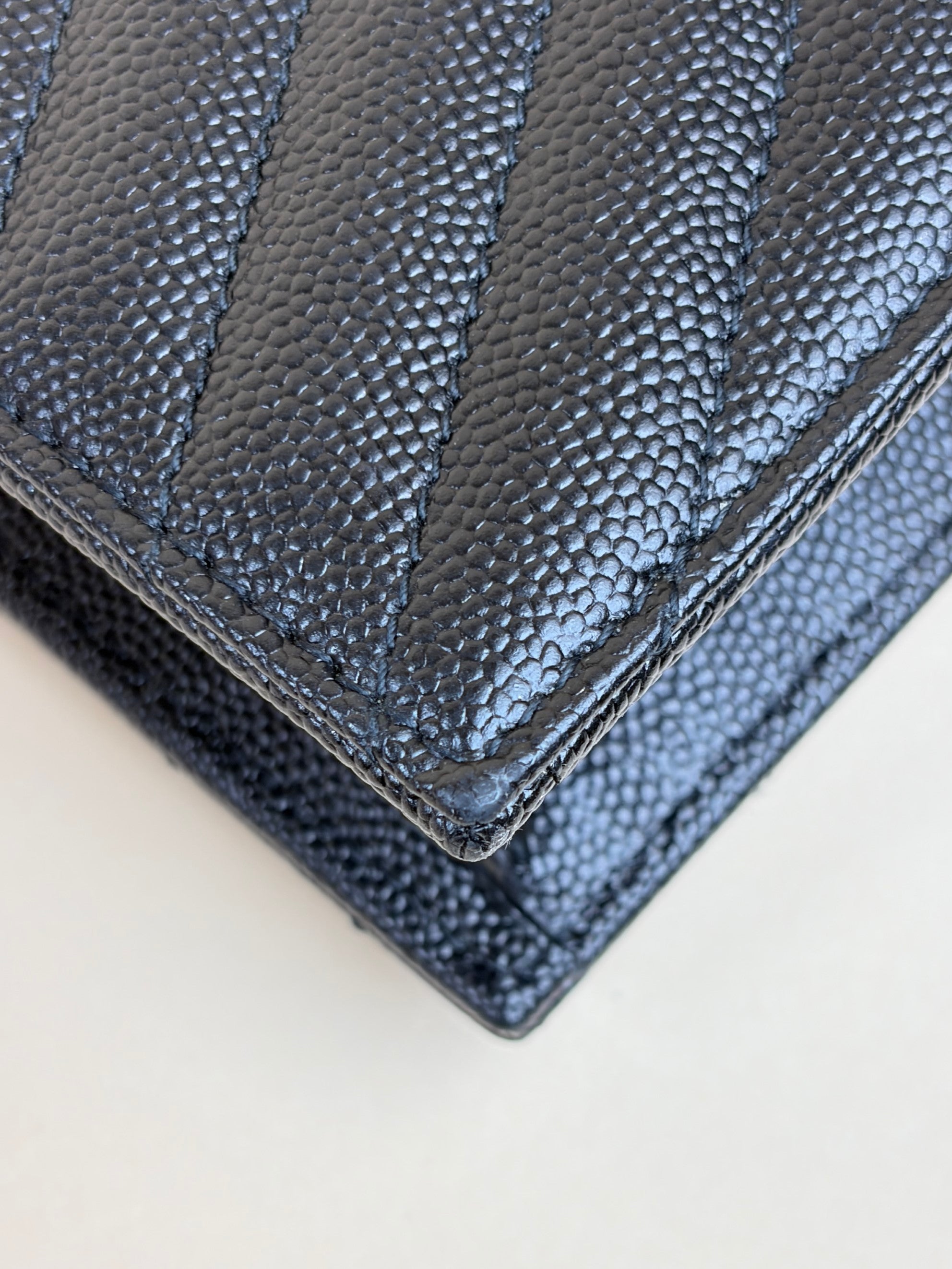 YSL black Cassandre envelope Wallet On Chain