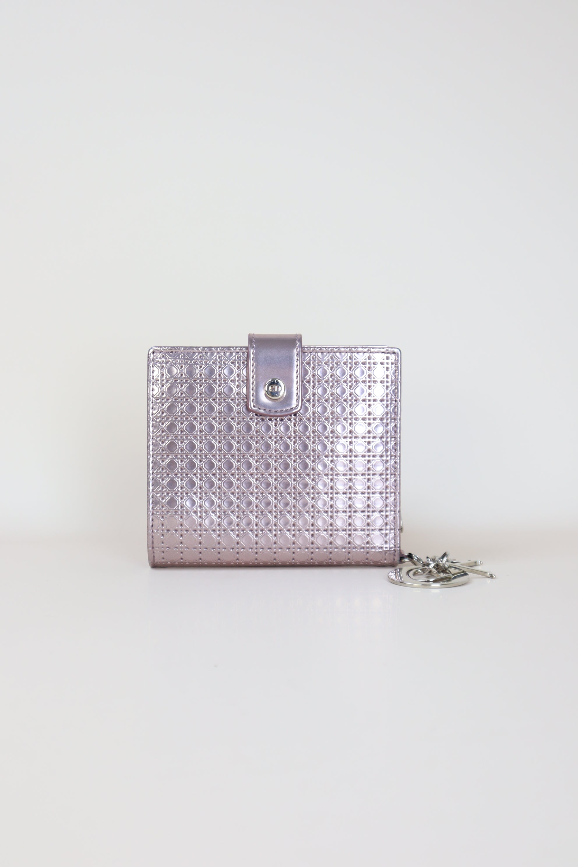 Christian Dior Metallic Rose Micro Cannage CD Small Wallet