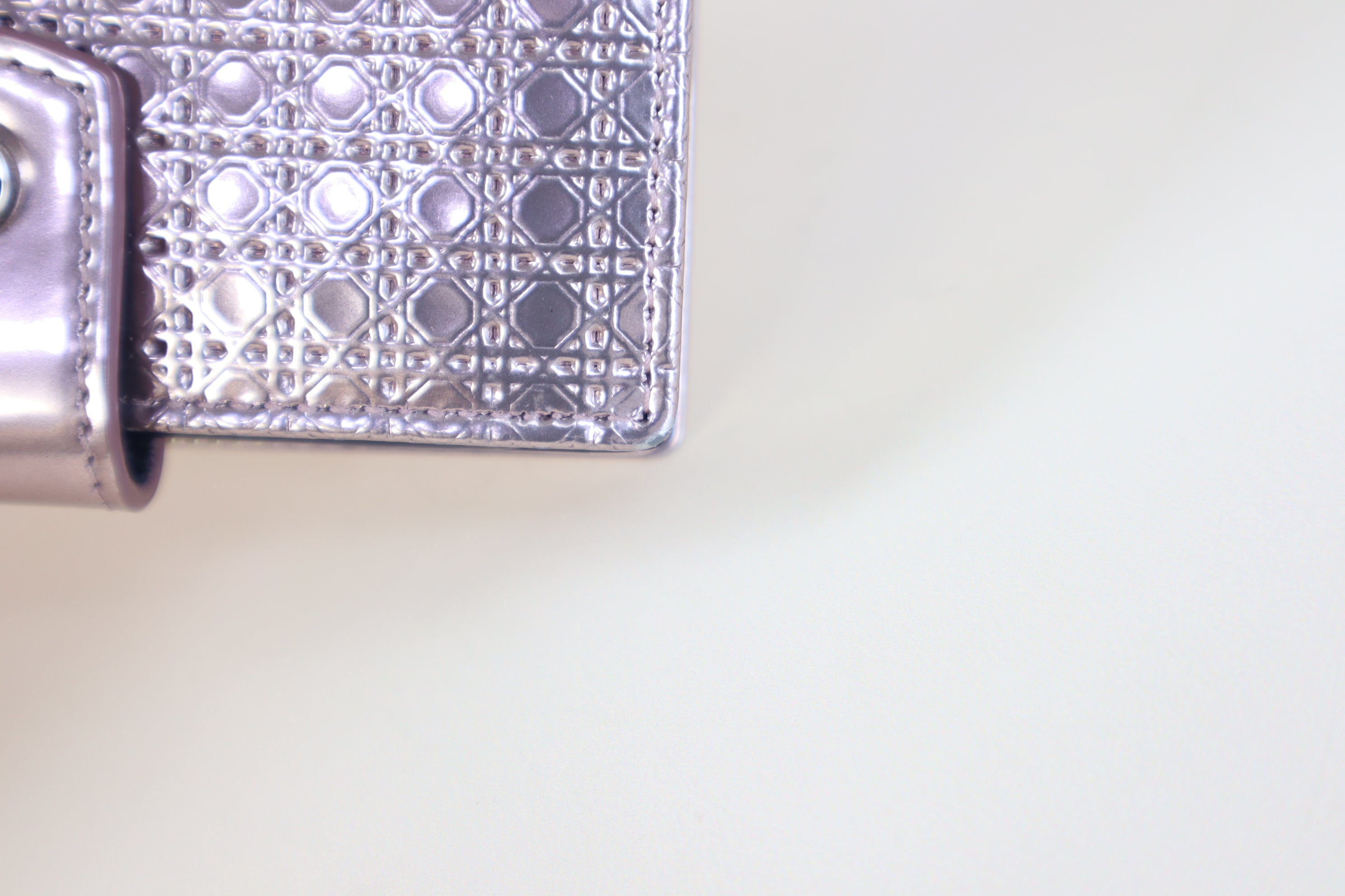 Christian Dior Metallic Rose Micro Cannage CD Small Wallet