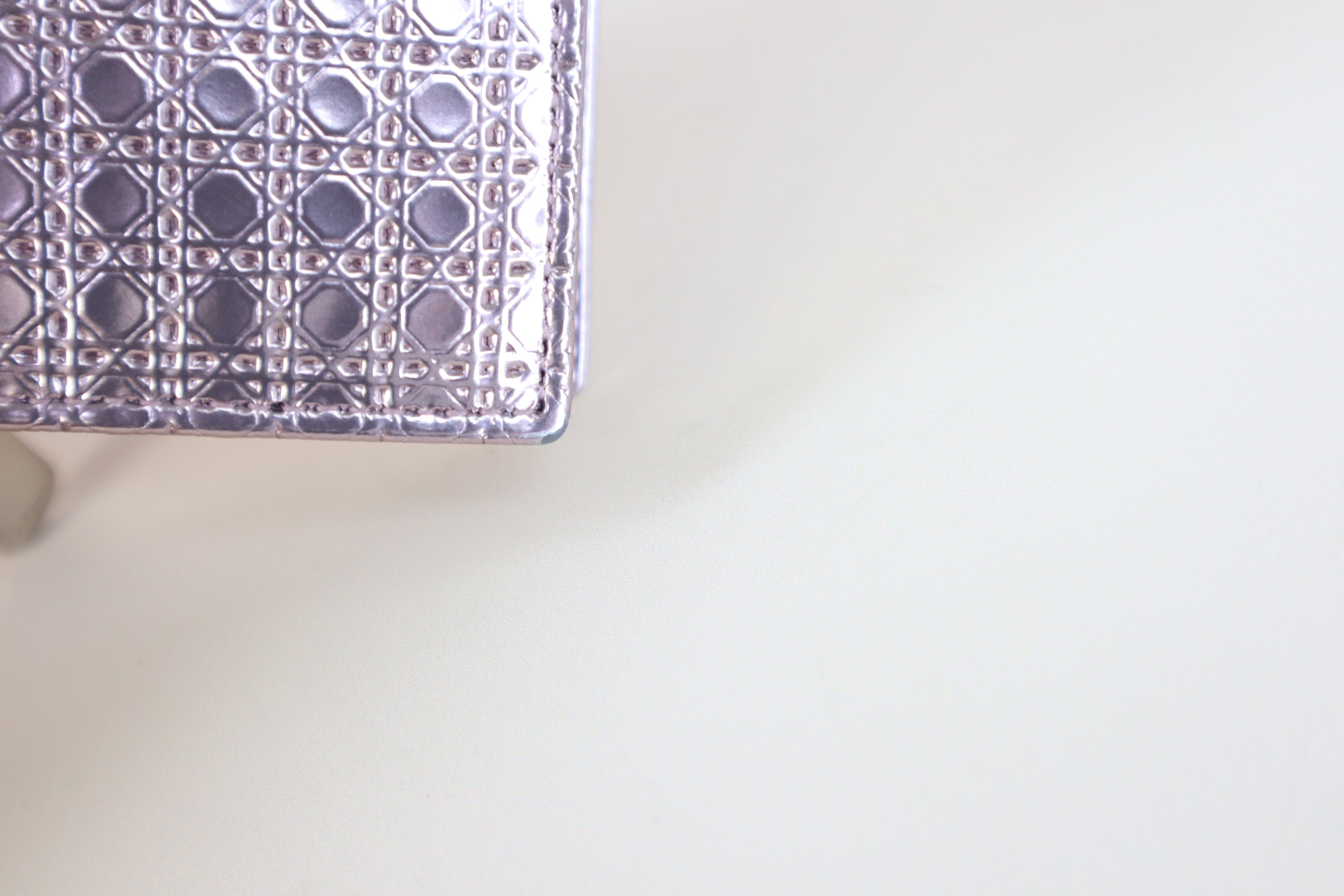 Christian Dior Metallic Rose Micro Cannage CD Small Wallet