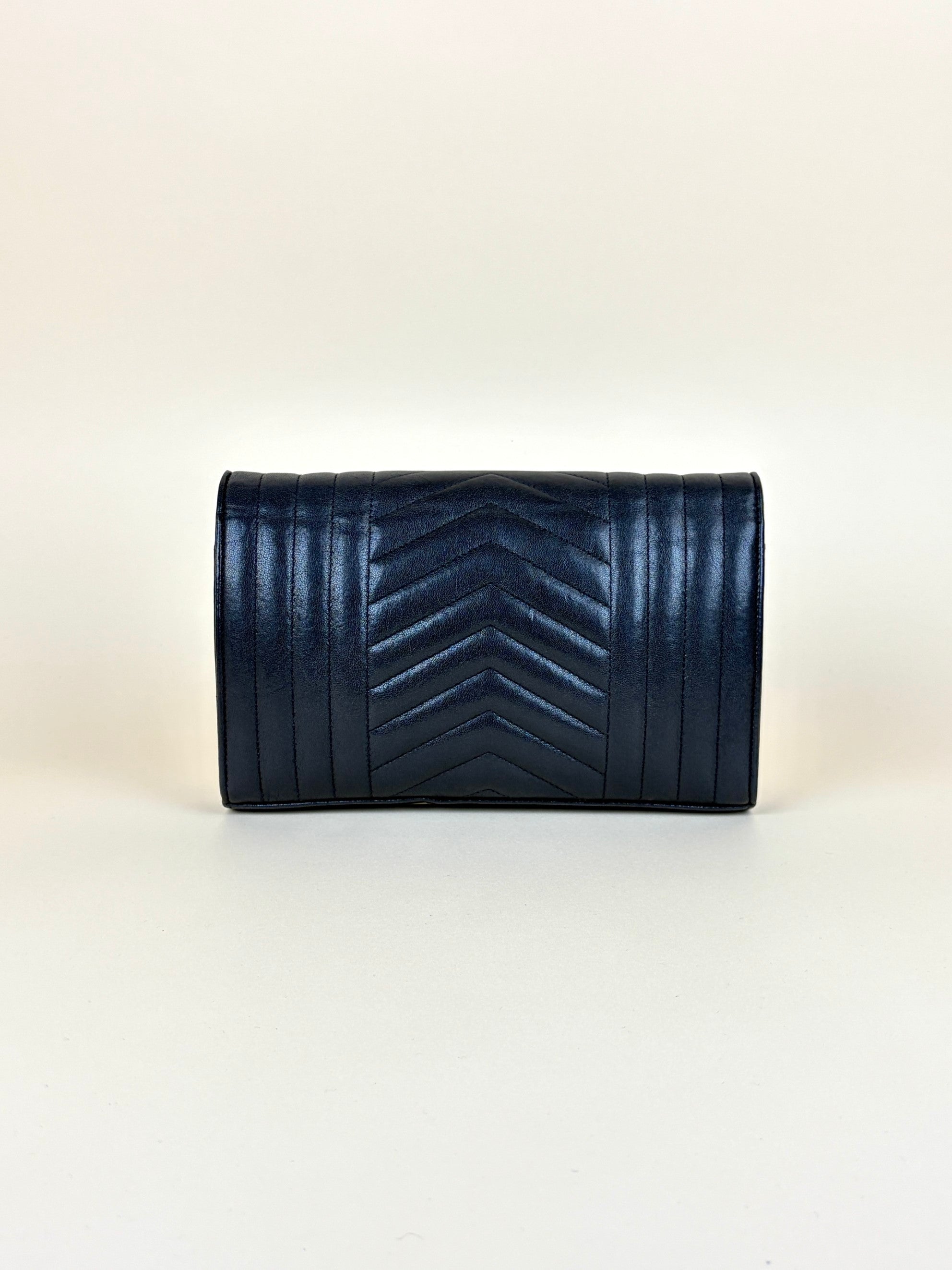 YSL Black Mixed matelassé monogram charms chain wallet