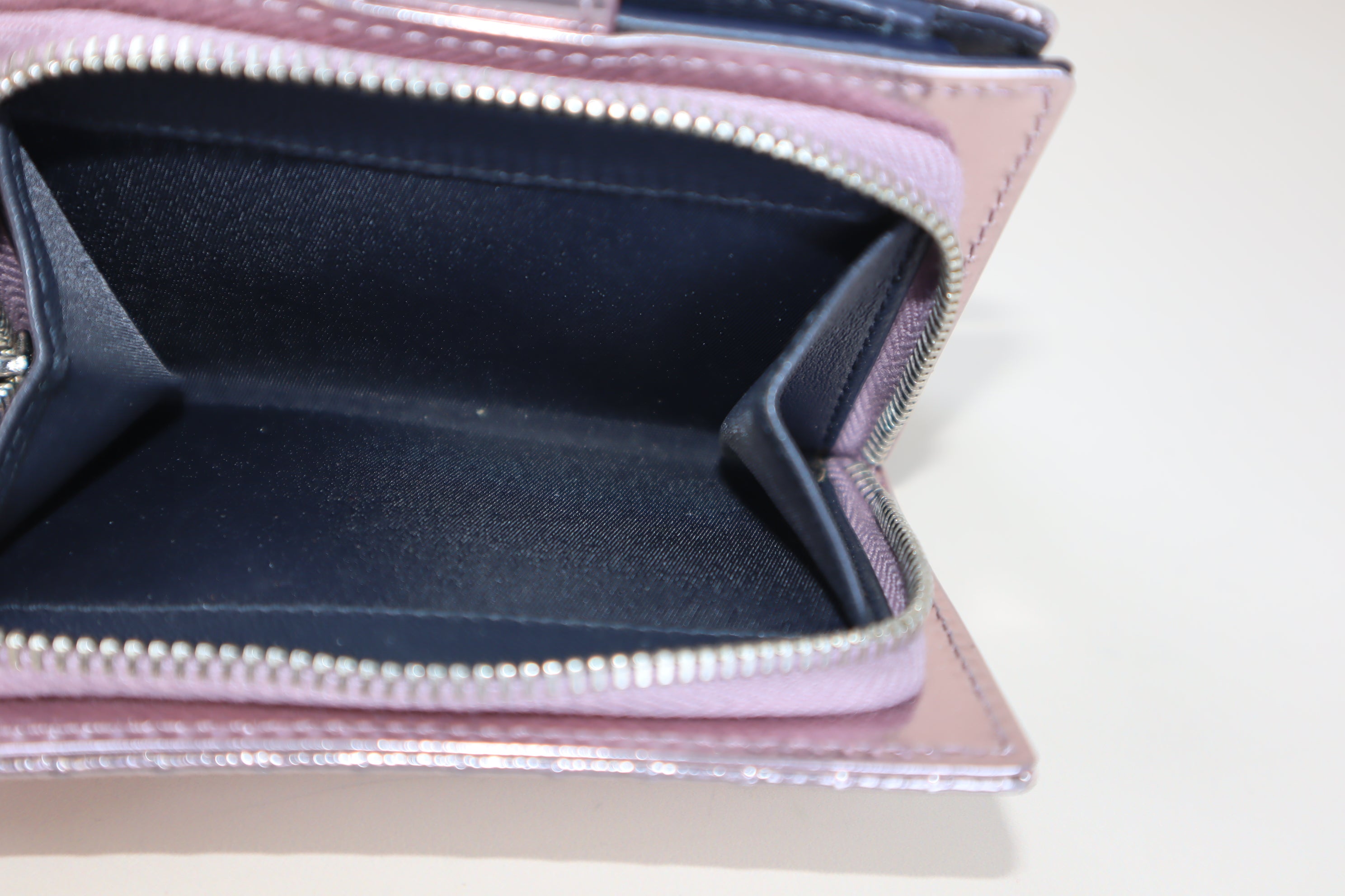 Christian Dior Metallic Rose Micro Cannage CD Small Wallet