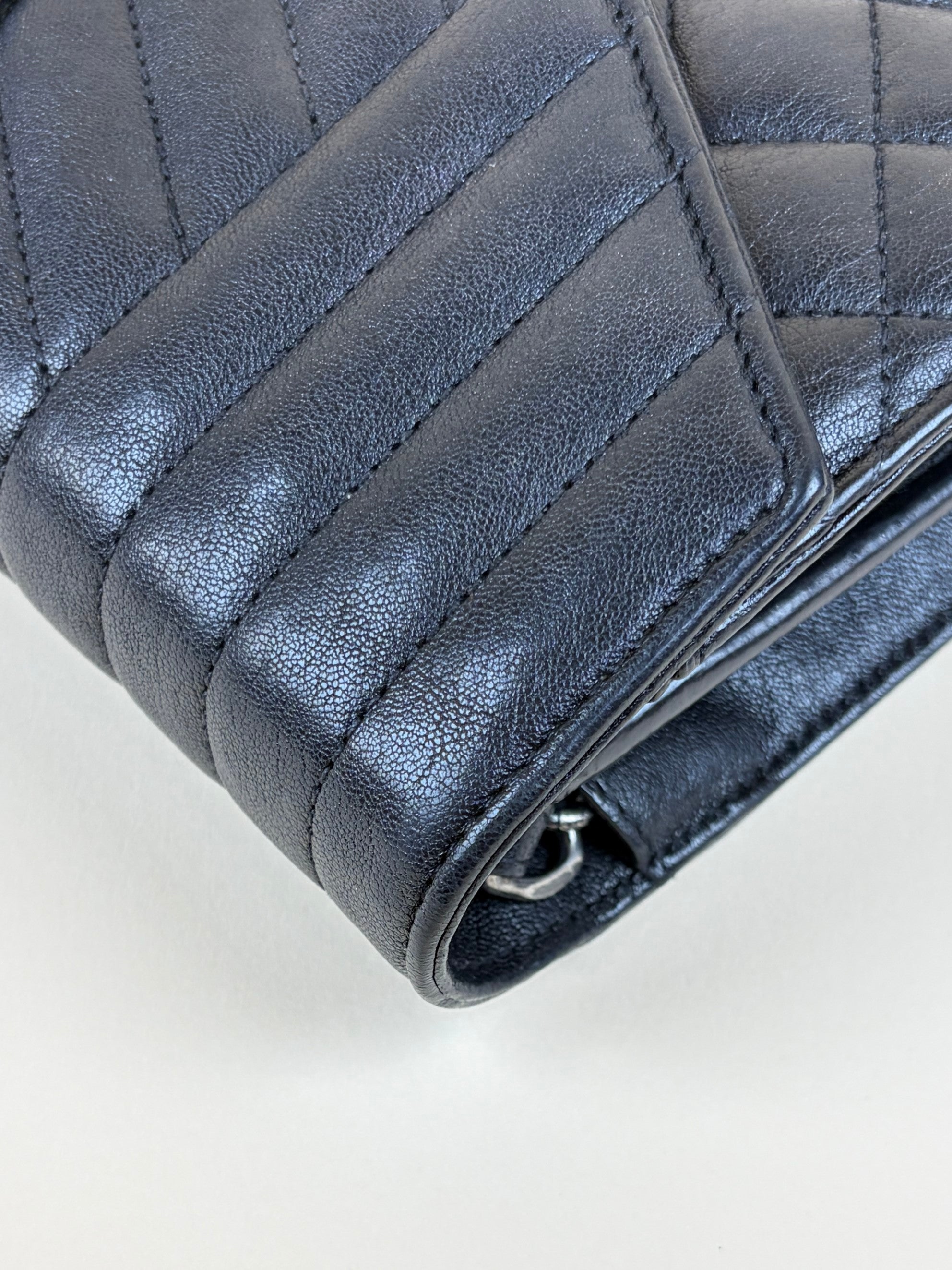 YSL Black Mixed matelassé monogram charms chain wallet