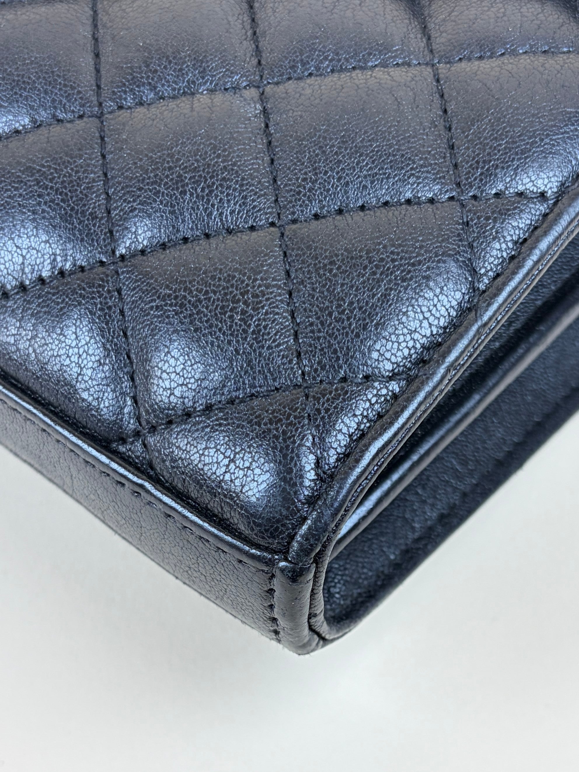 YSL Black Mixed matelassé monogram charms chain wallet