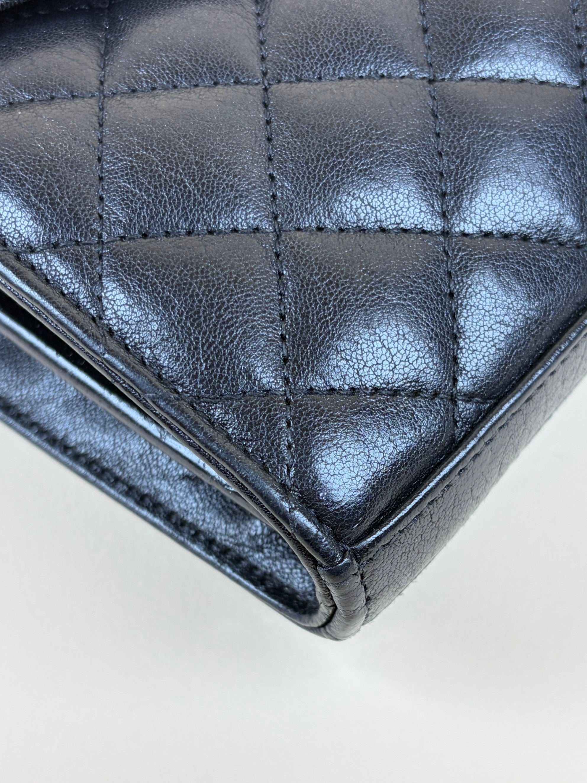 YSL Black Mixed matelassé monogram charms chain wallet