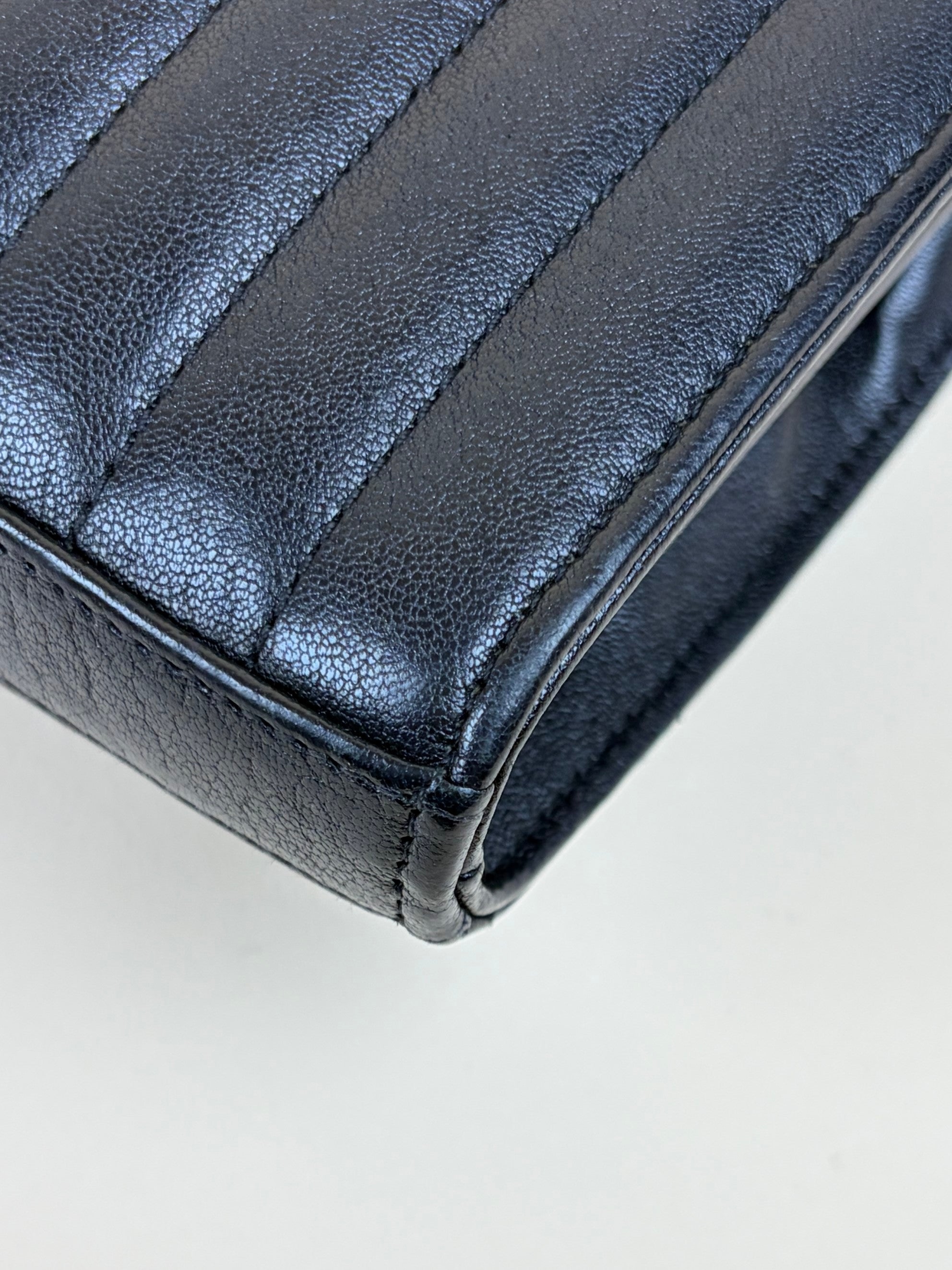 YSL Black Mixed matelassé monogram charms chain wallet