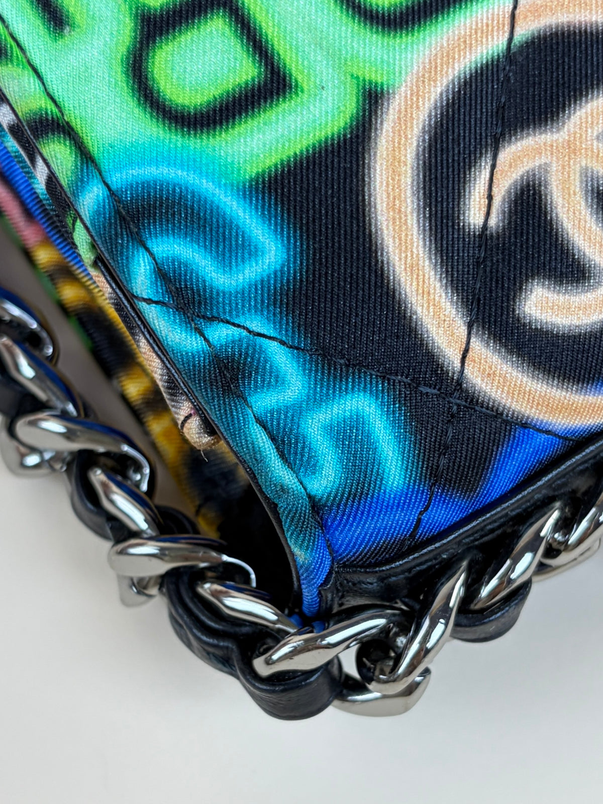 Chanel fabric printed Chanel 19 wallet on chain black
