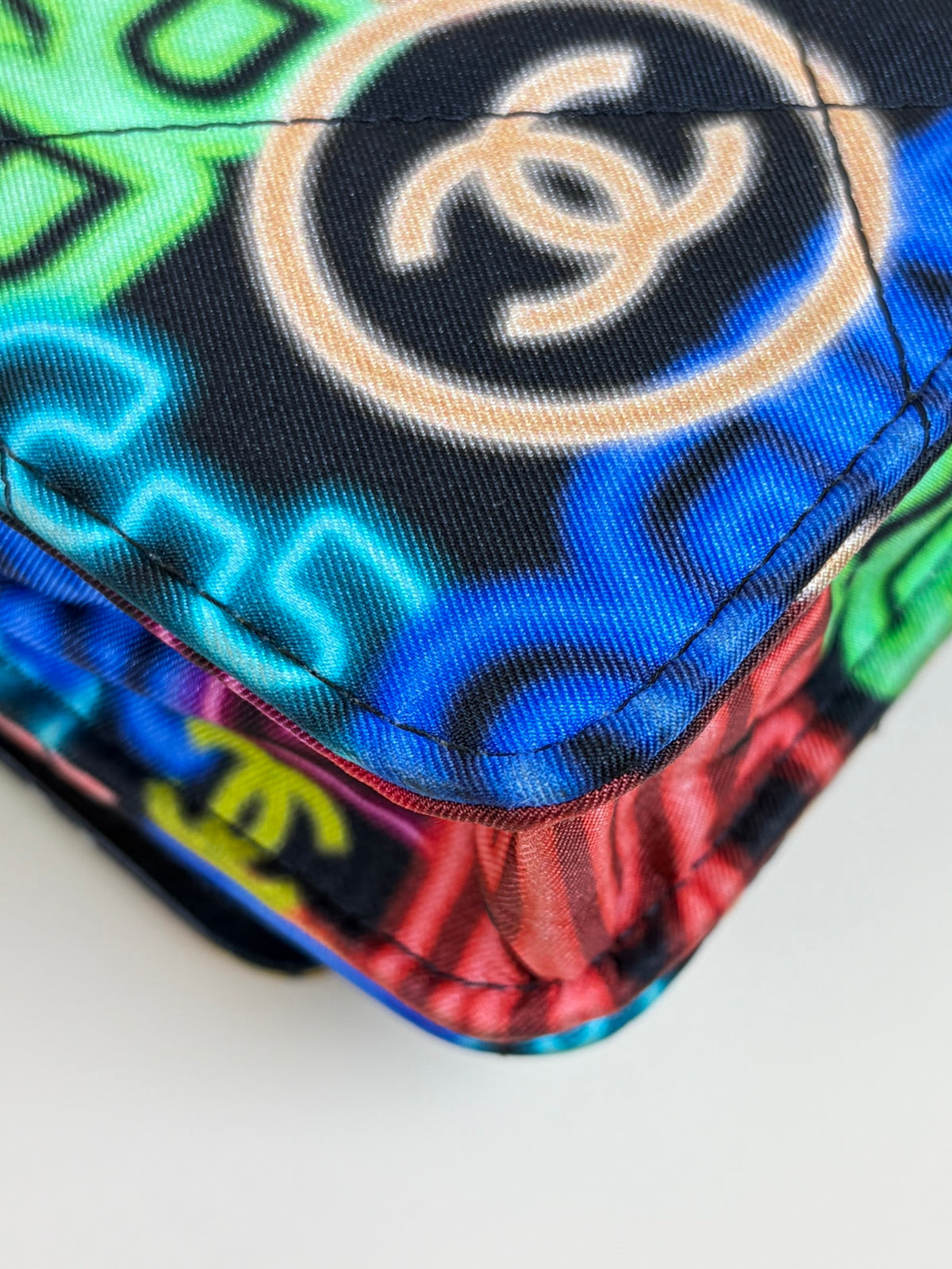 Chanel fabric printed Chanel 19 wallet on chain black