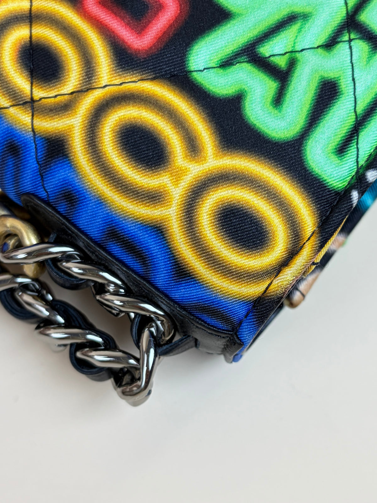 Chanel fabric printed Chanel 19 wallet on chain black