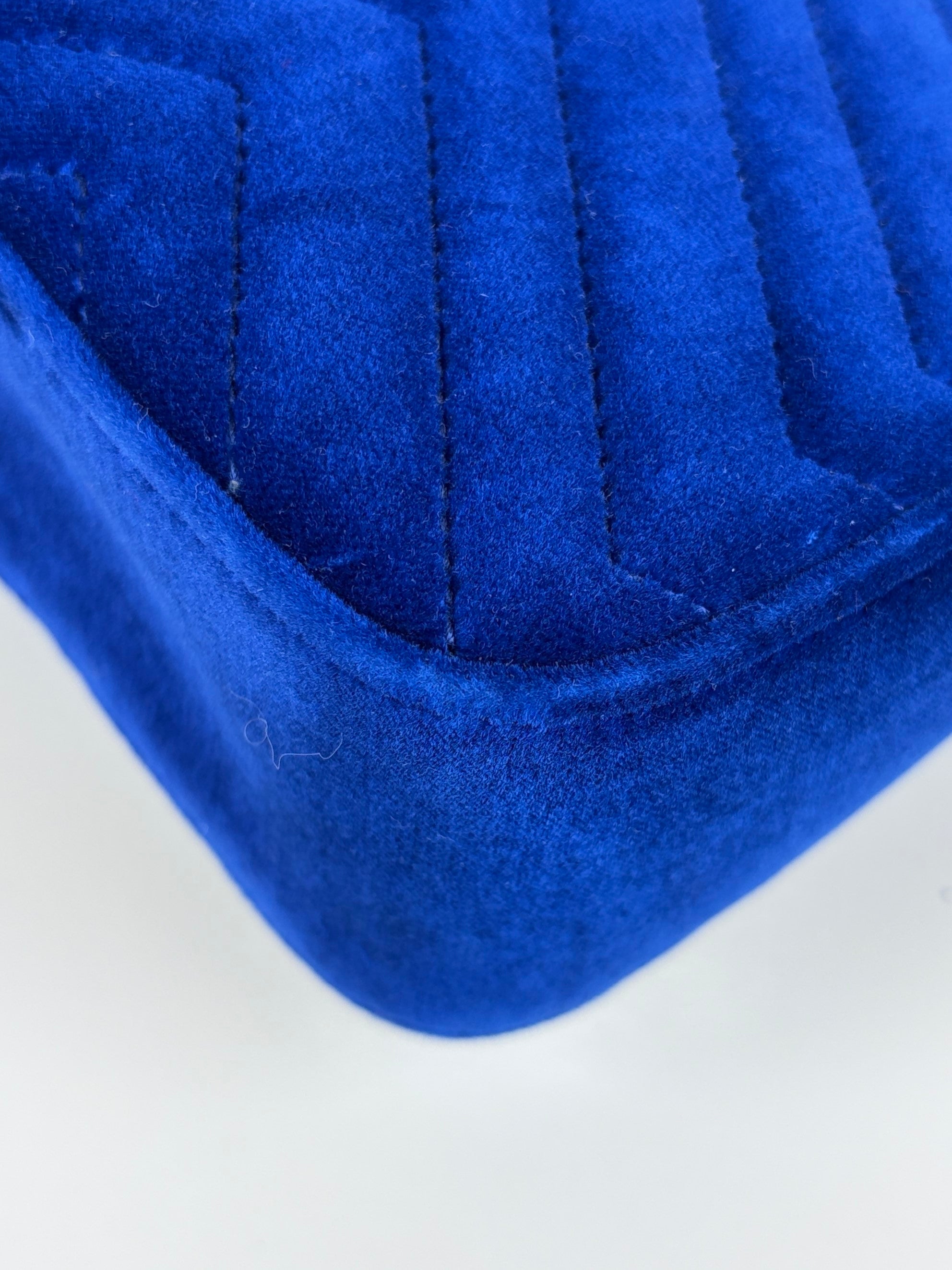 Gucci cobalt Blue GG Marmont Velvet small matelassé Shoulder Bag