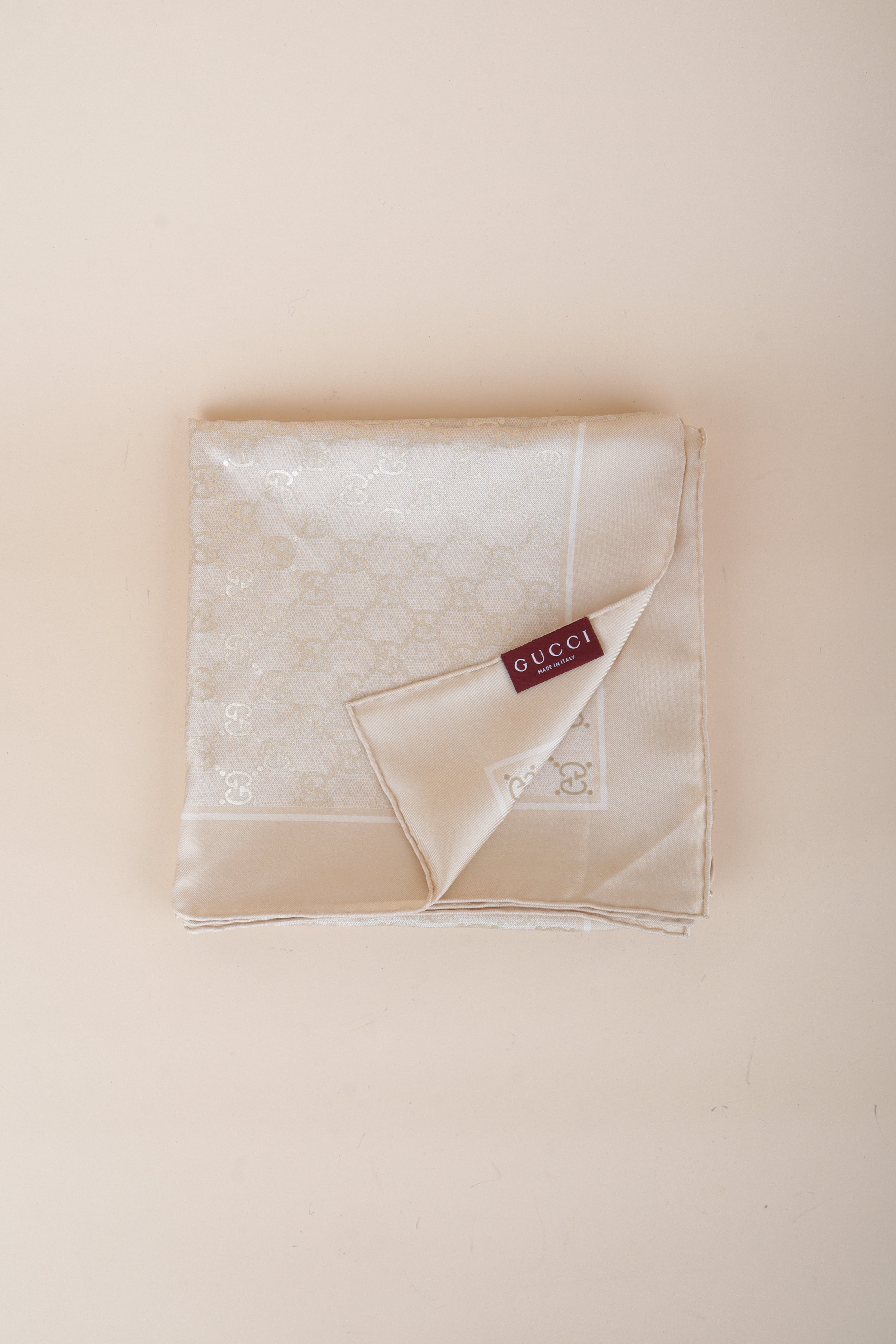 GUCCI LAMINATED PRINTED SILK BEIGE-Scarf-Gucci-The Closet Egypt