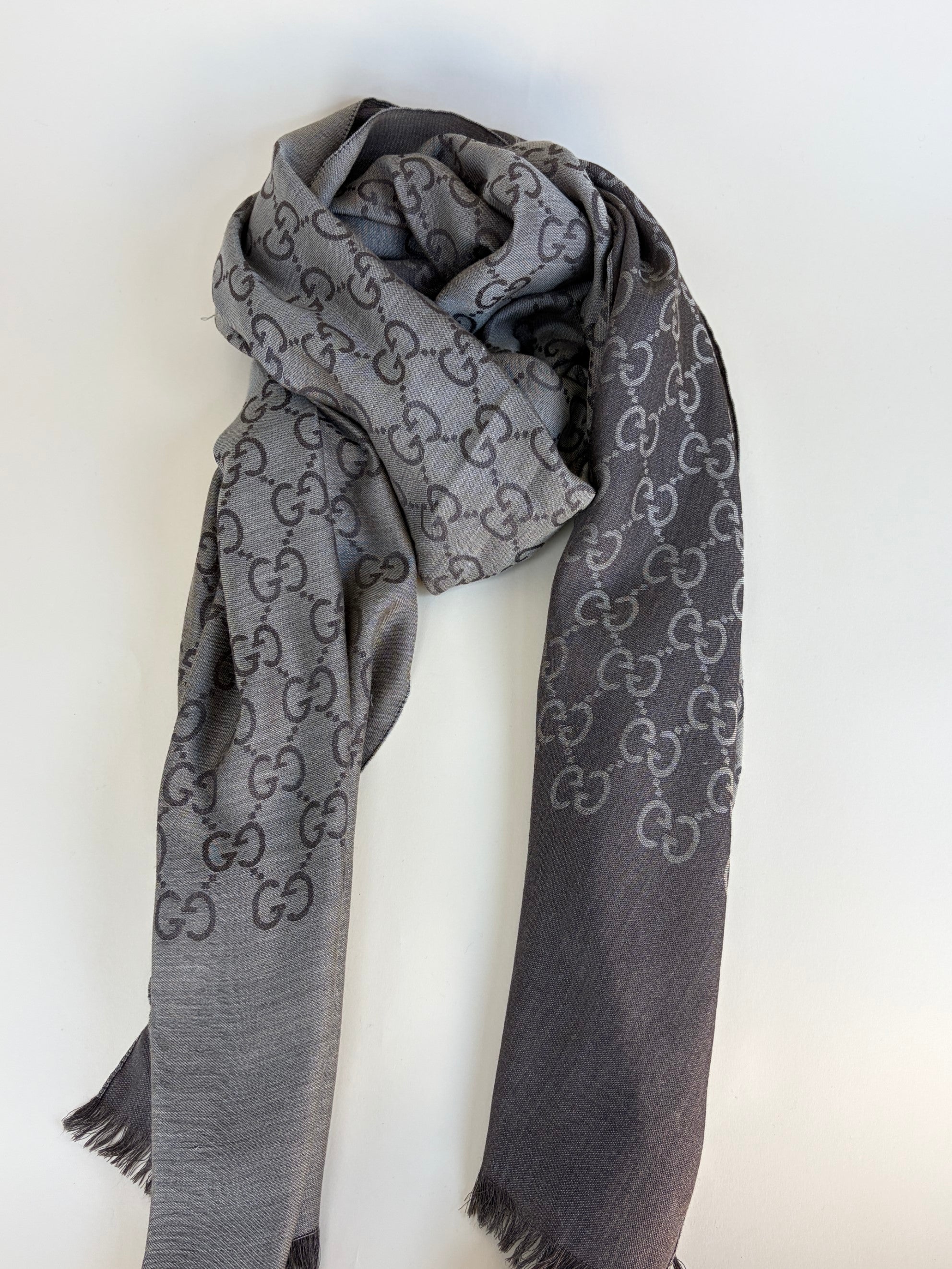 Gucci Brown GG Wool Silk Scarf