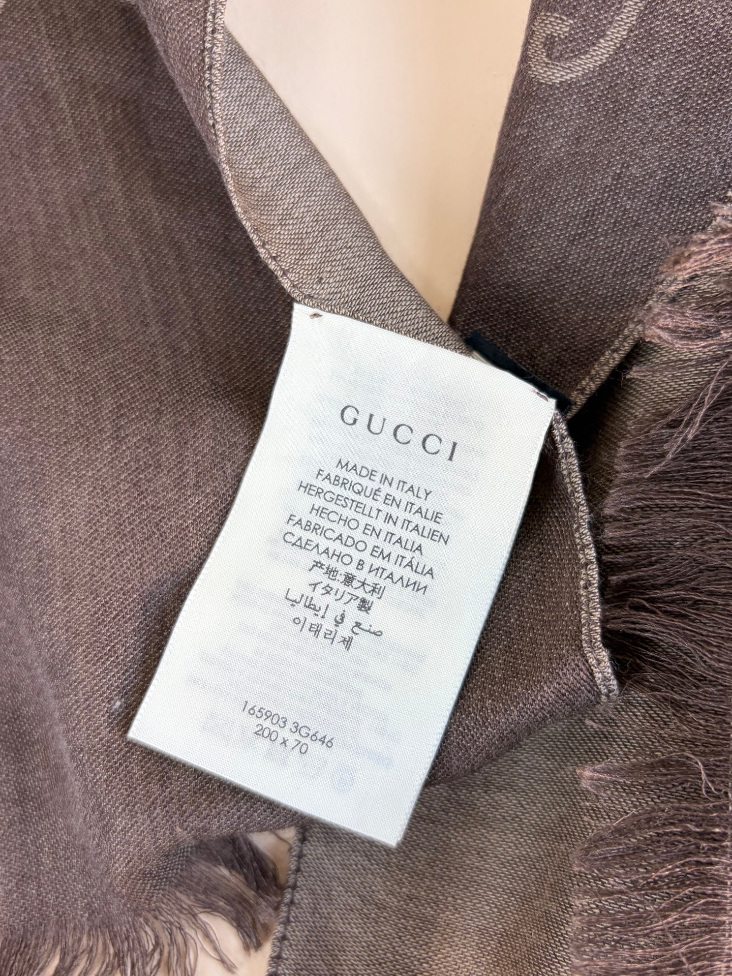 Gucci Brown GG Wool Silk Scarf