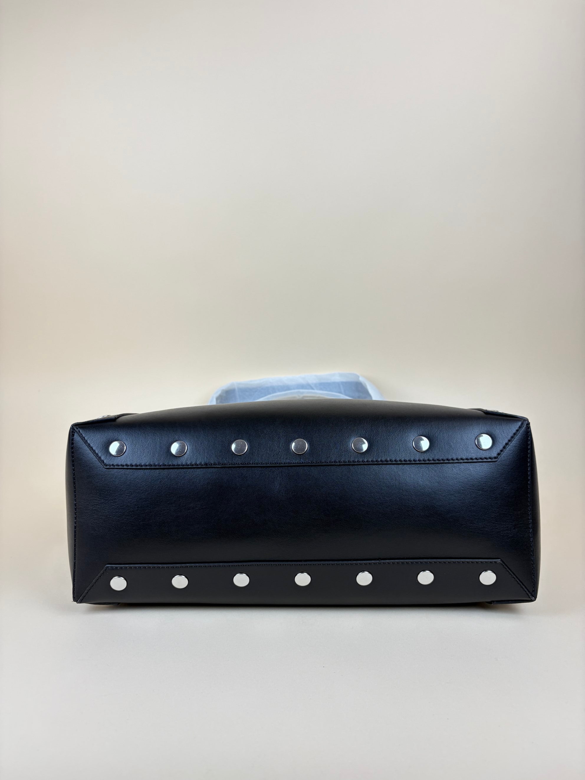 stella McCartney pitch black leather studs large tote bag
