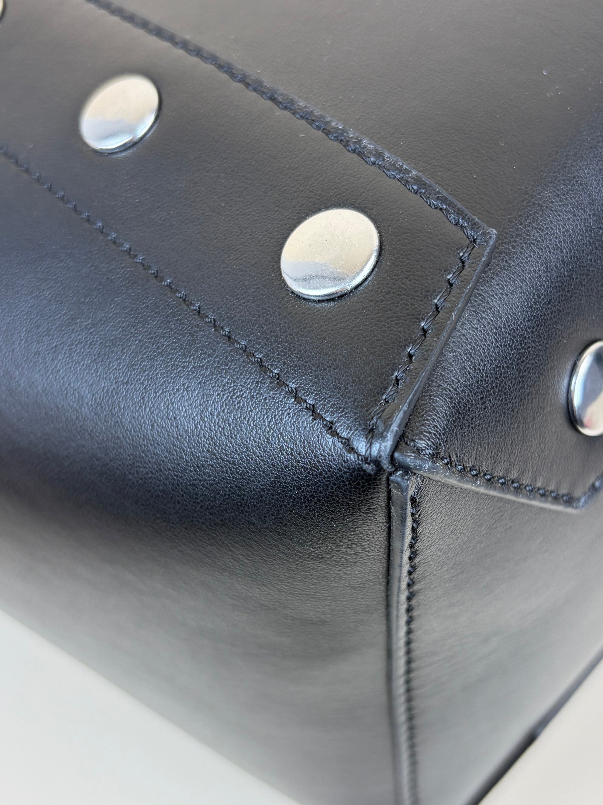 stella McCartney pitch black leather studs large tote bag