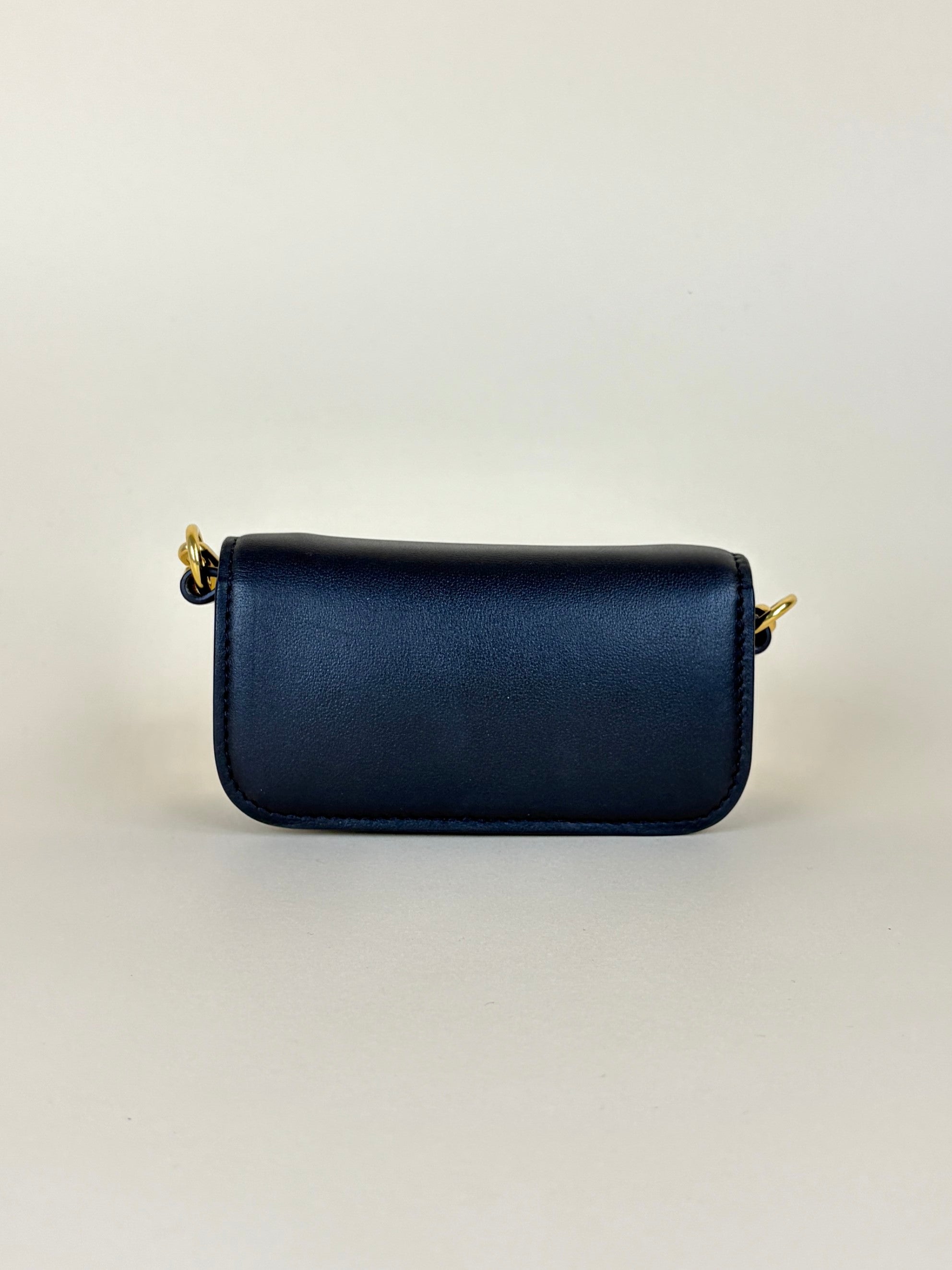 Valentino black calfskin v logo chain micro loco bag