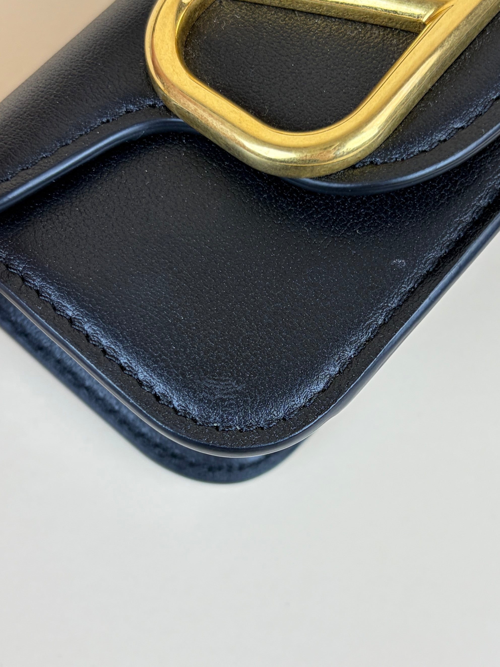 Valentino black calfskin v logo chain micro loco bag