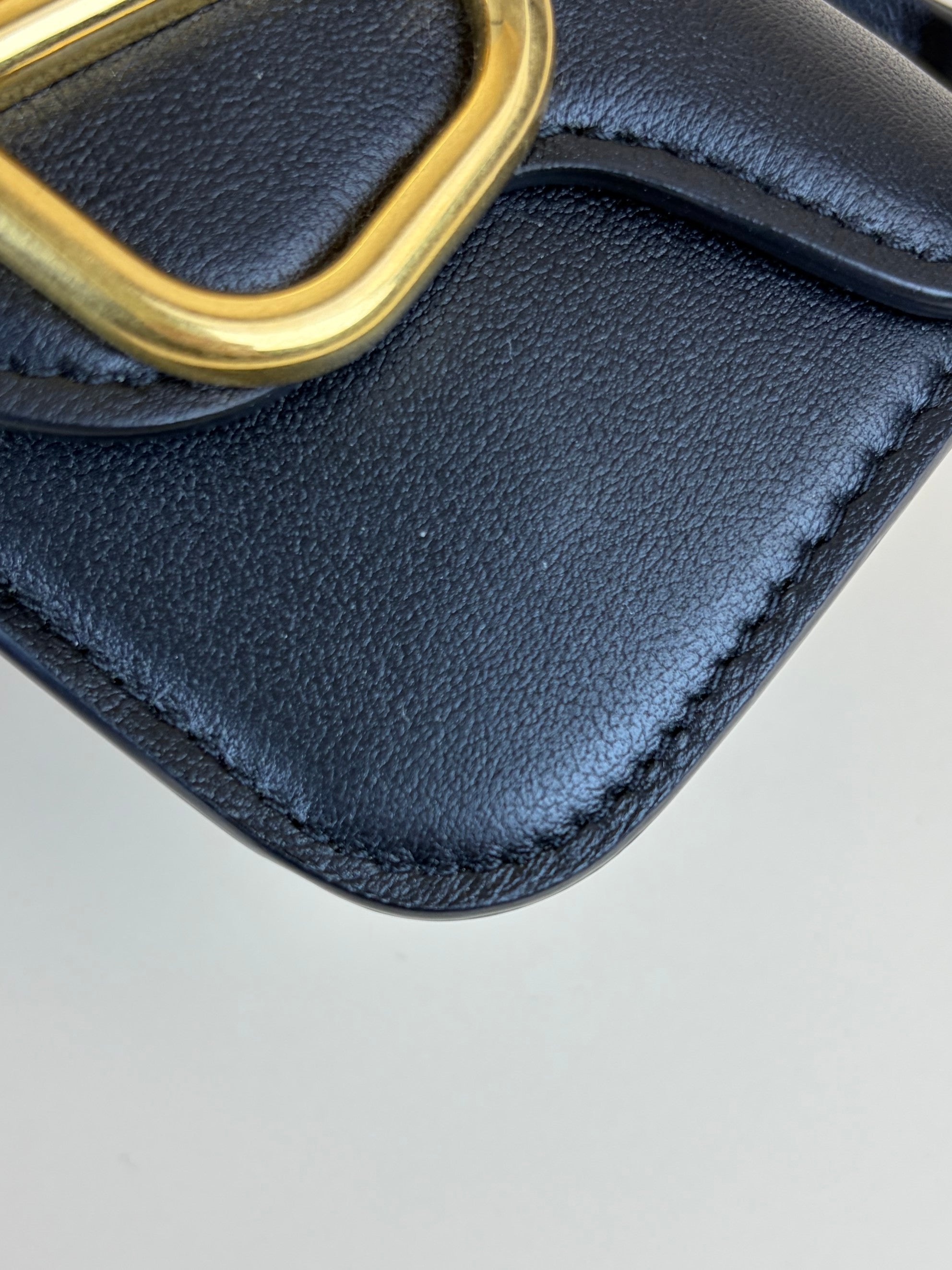 Valentino black calfskin v logo chain micro loco bag