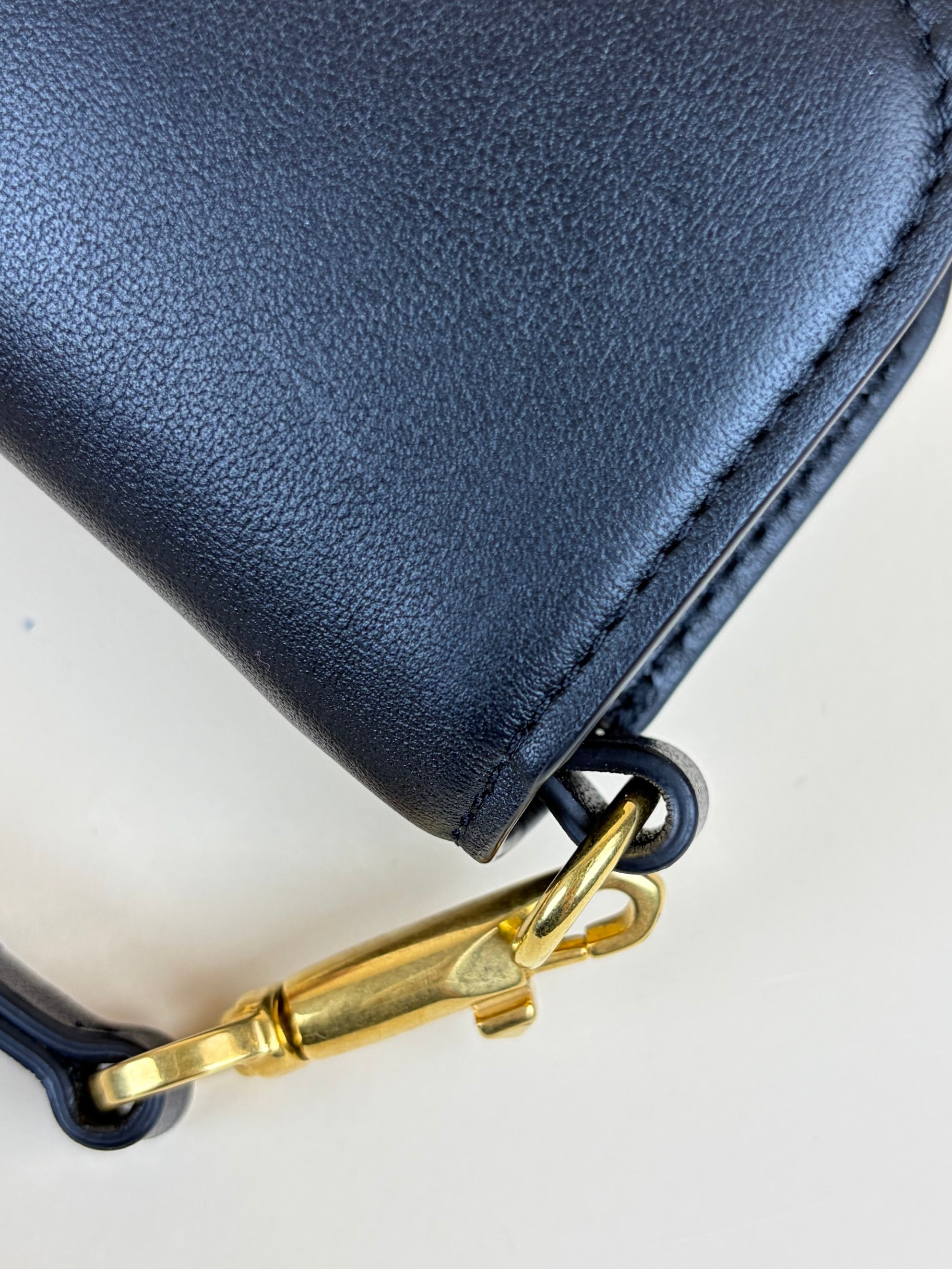 Valentino black calfskin v logo chain micro loco bag