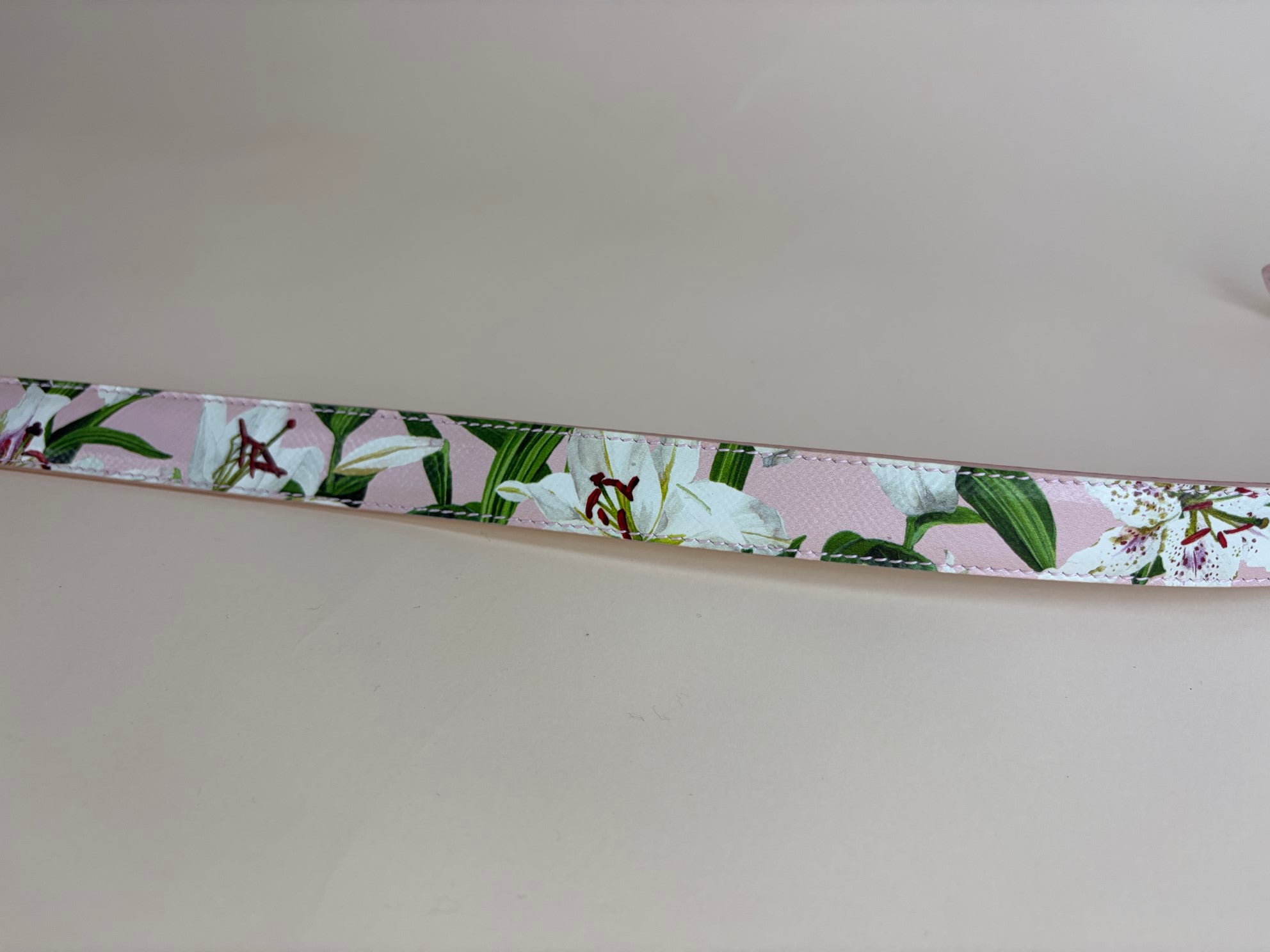 Dolce & Gabbana Pink Lily Print Flower Logo D&G Belt 28