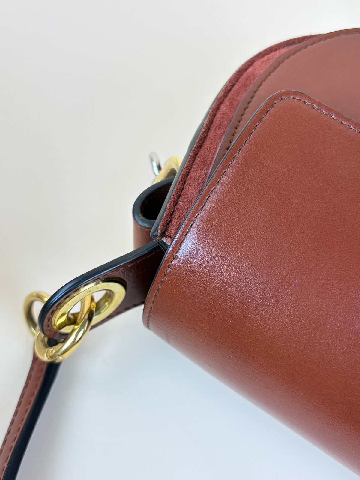 Chloe calfskin small Tess bag sepia brown leather