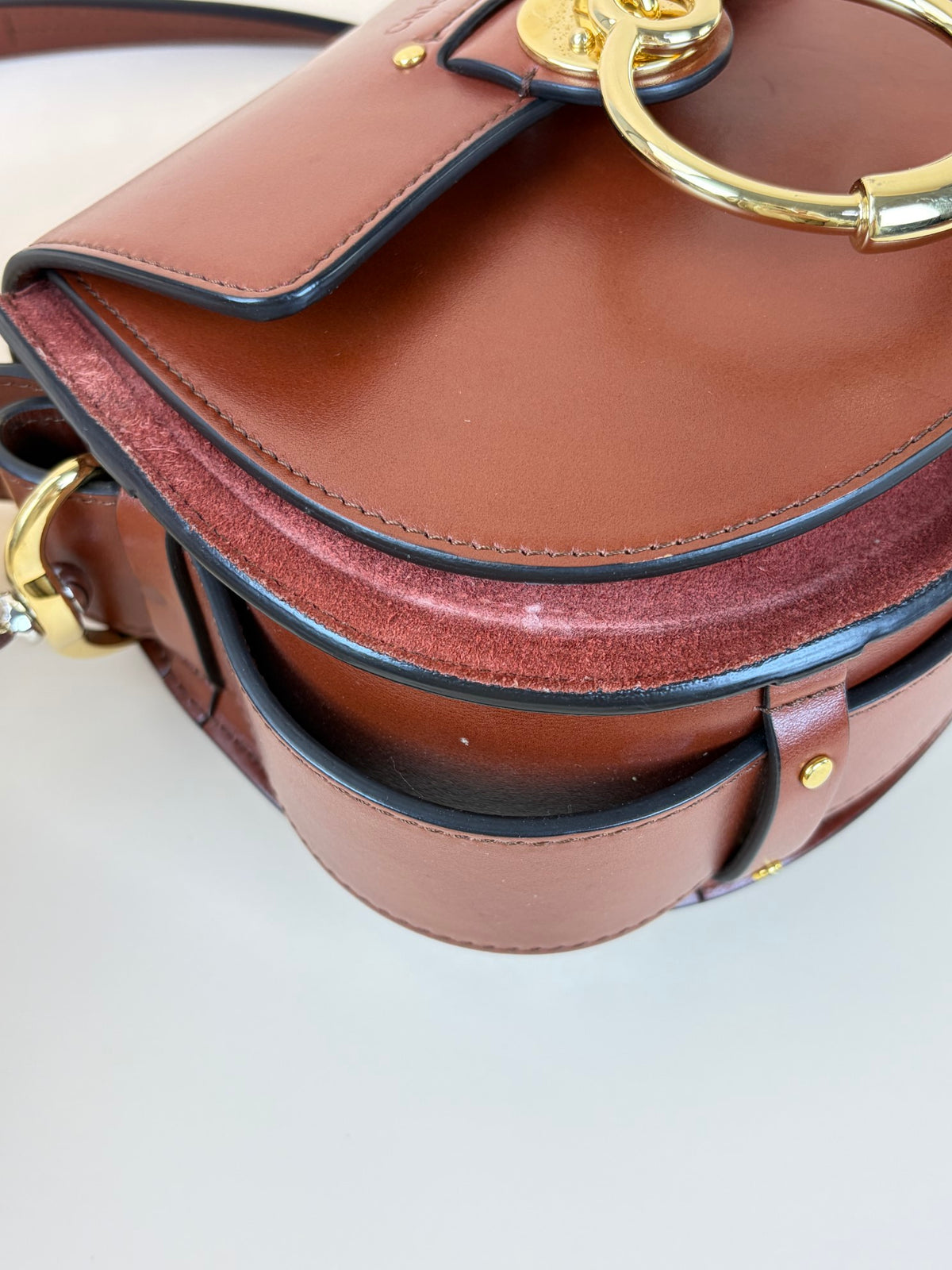 Chloe calfskin small Tess bag sepia brown leather