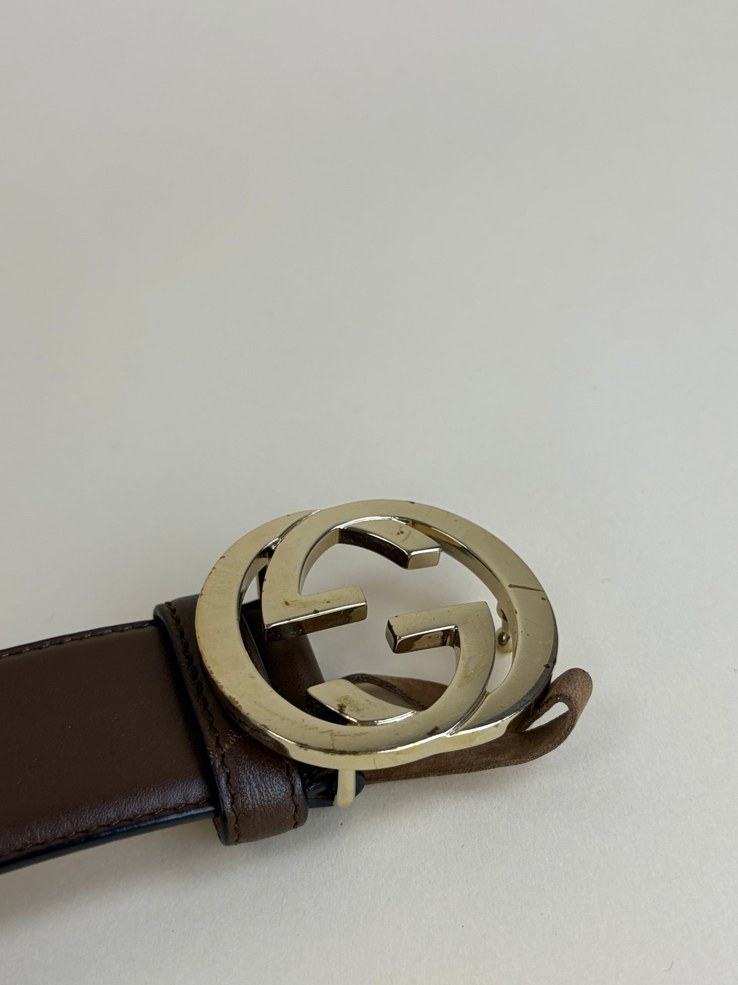 Gucci Brown Interlocking G Buckle Belt 34