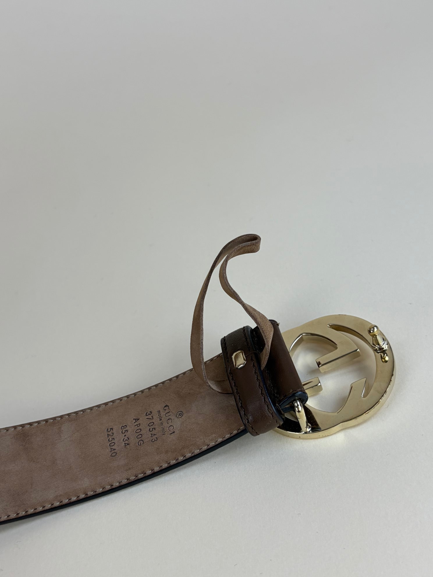 Gucci Brown Interlocking G Buckle Belt 34