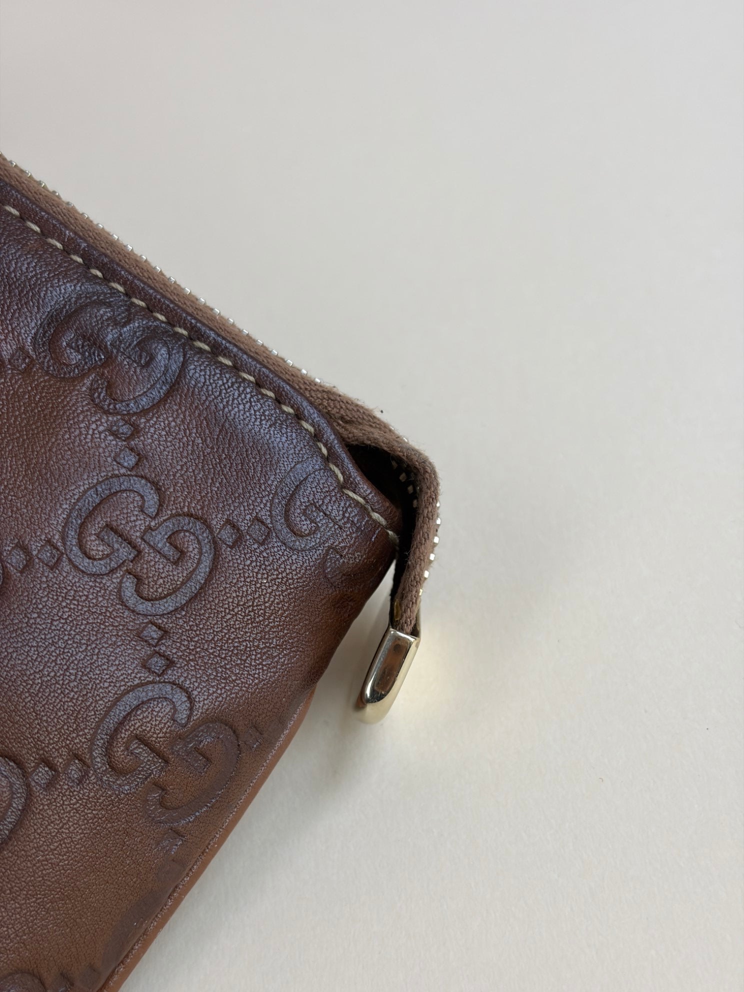 Gucci Brown Guccissima GG Clutch with Wristlet