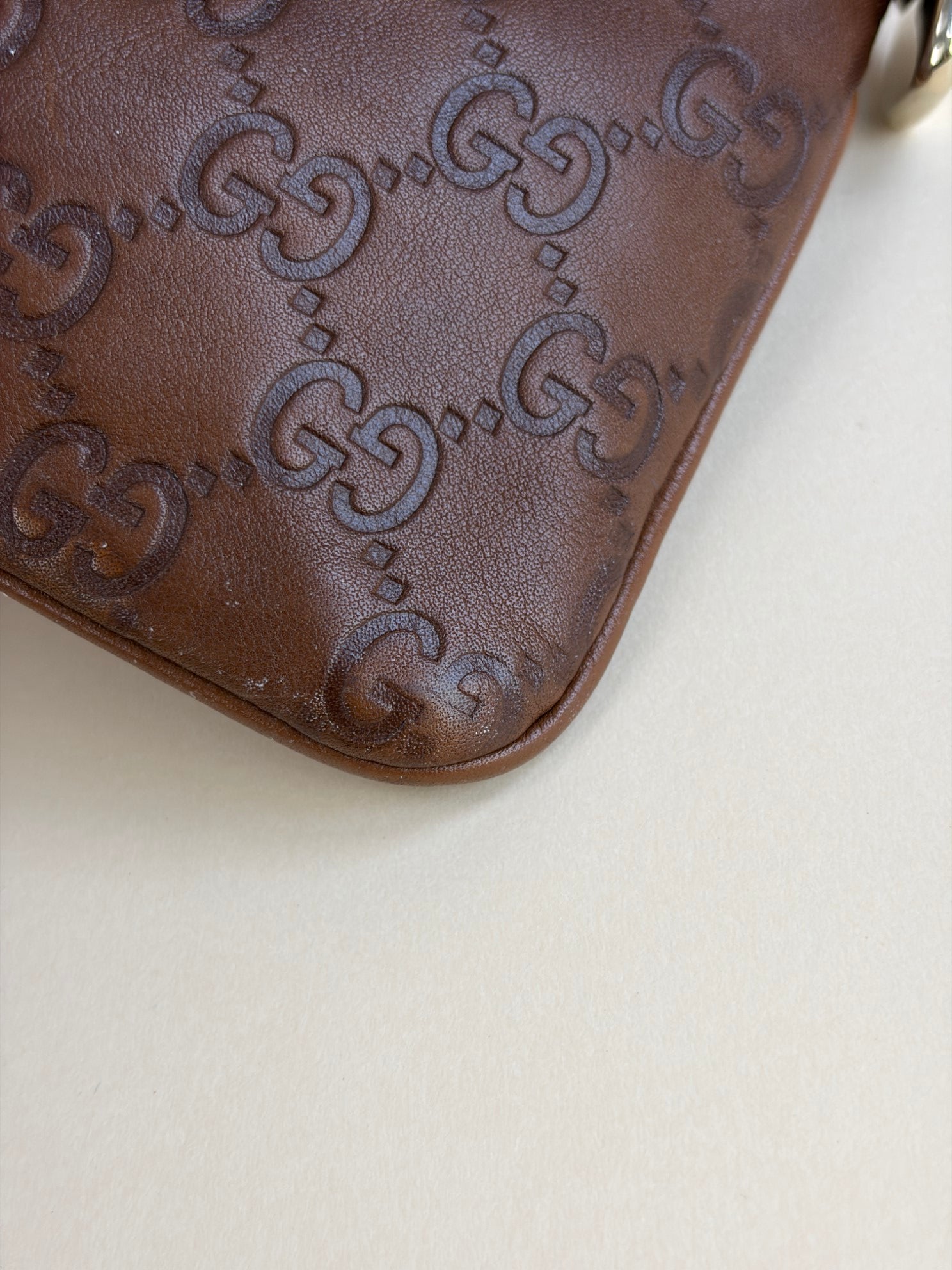 Gucci Brown Guccissima GG Clutch with Wristlet
