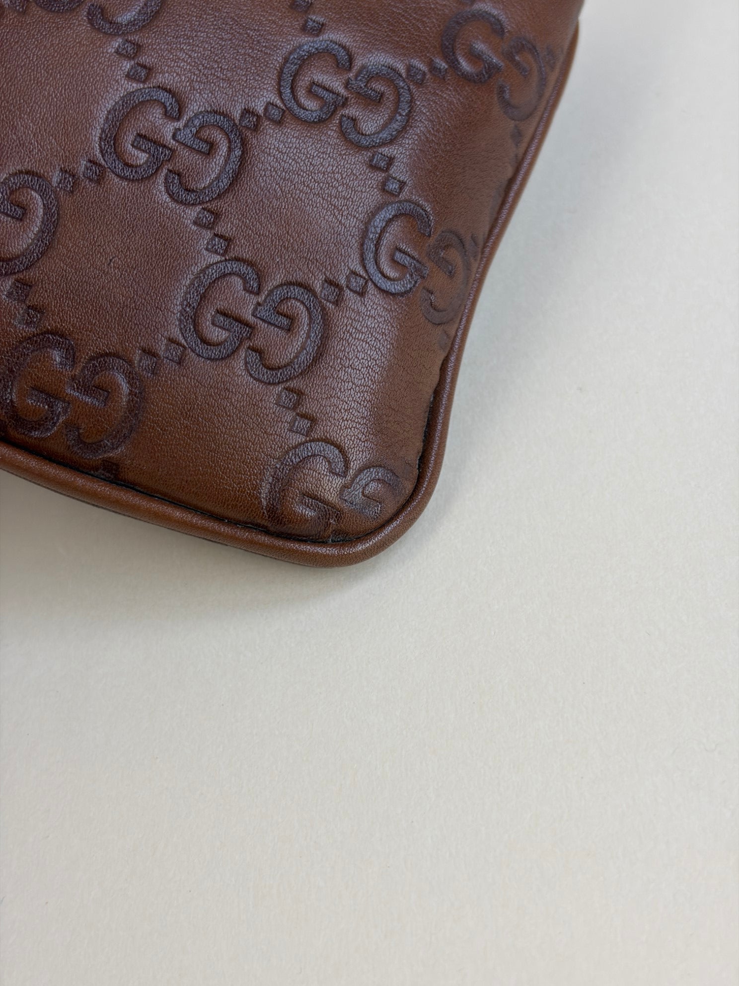 Gucci Brown Guccissima GG Clutch with Wristlet