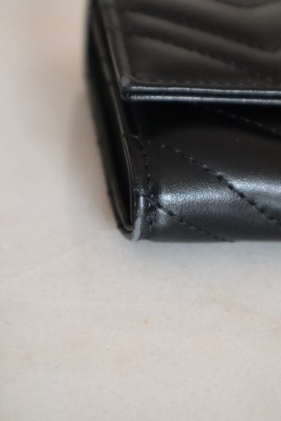 Gucci Black GG Marmont Flap Long Continental Wallet