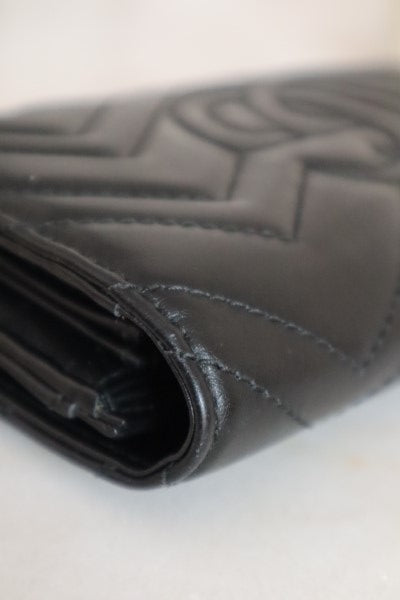 Gucci Black GG Marmont Flap Long Continental Wallet