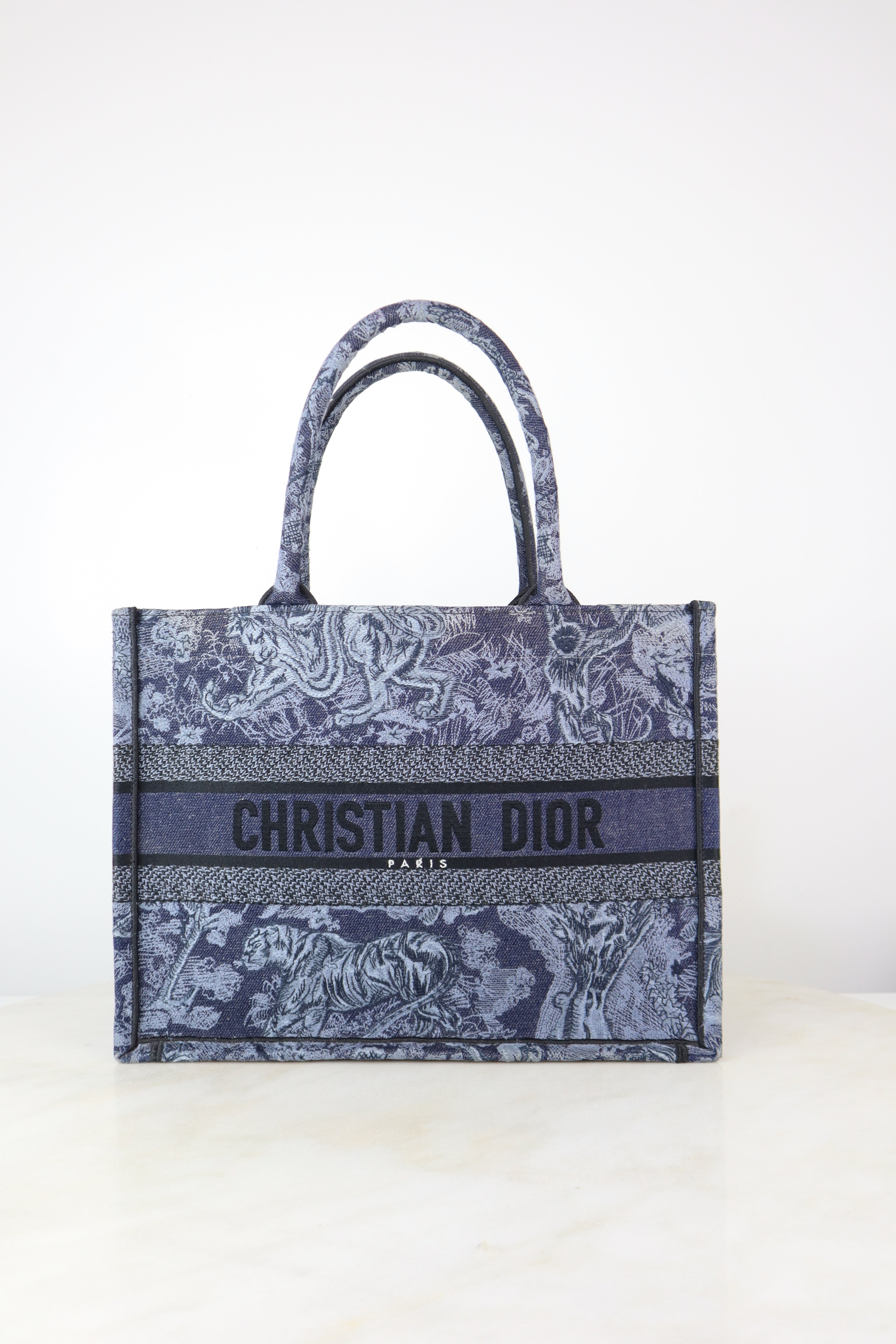 Christian Dior Blue Animals Medium Dioriviera Book Tote Bag