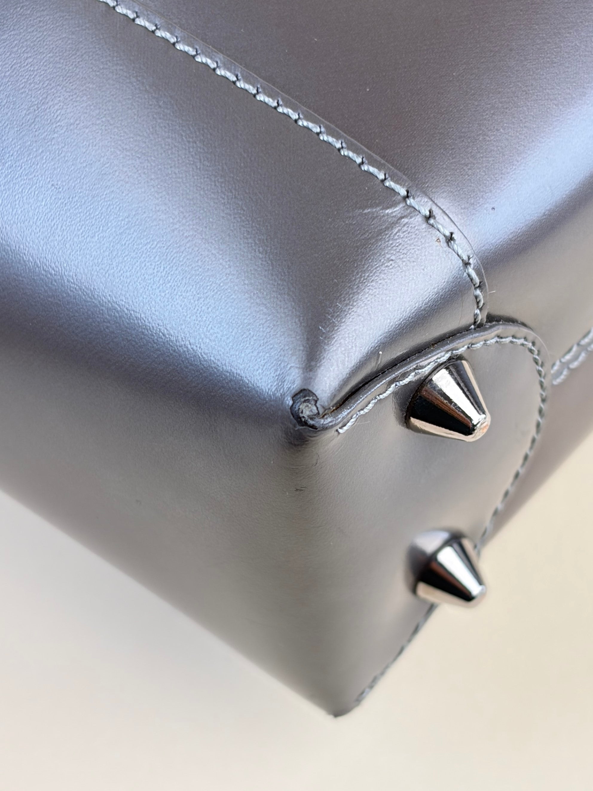 Dior dark grey patent chrome beaded malice small tote bag