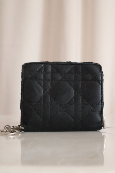 Christian Dior Black Cannage Lady Dior Small Wallet