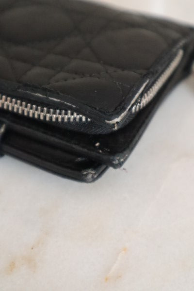 Christian Dior Black Cannage Lady Dior Small Wallet