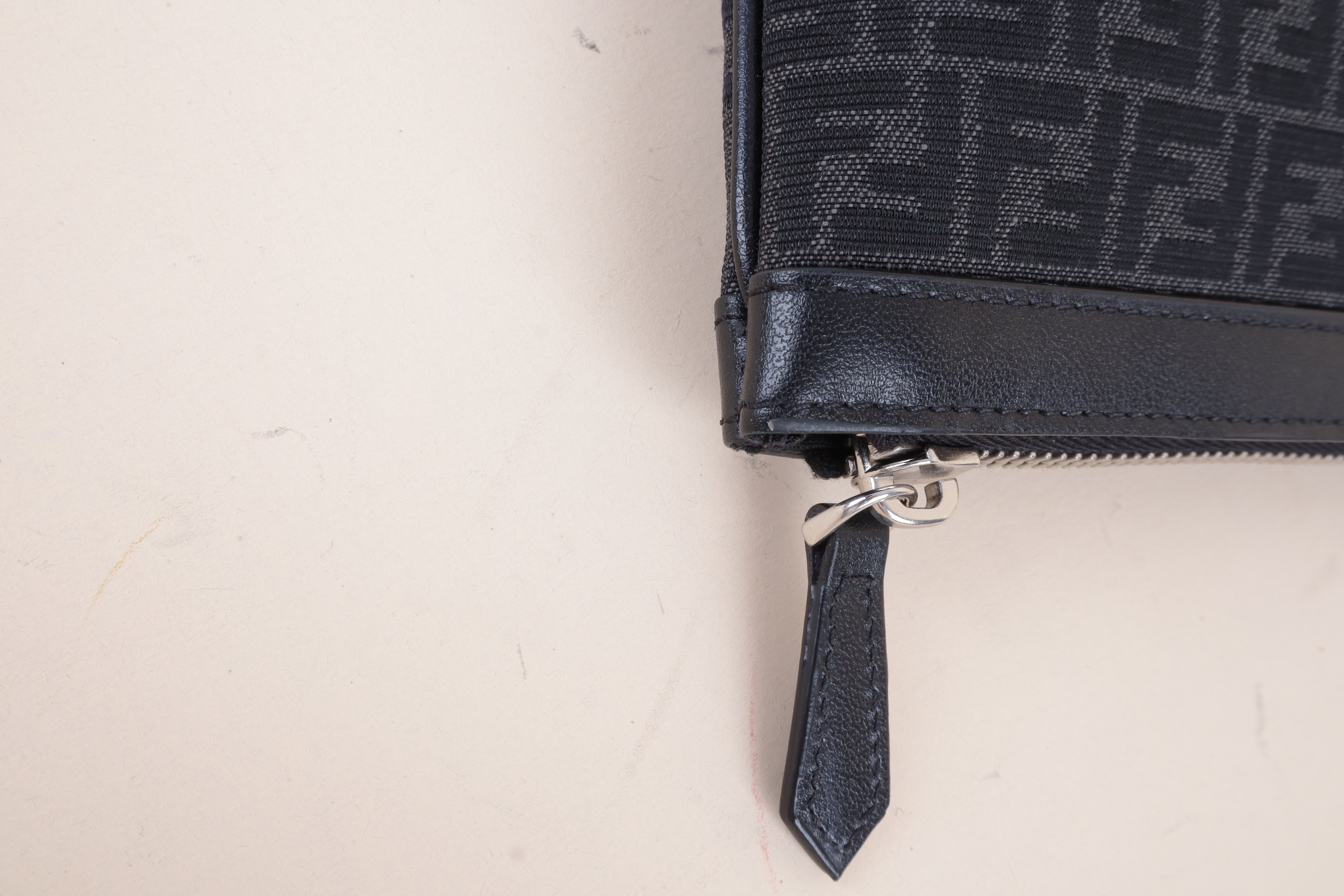 Fendi Black Jacquard Medium FF Zip Pouch