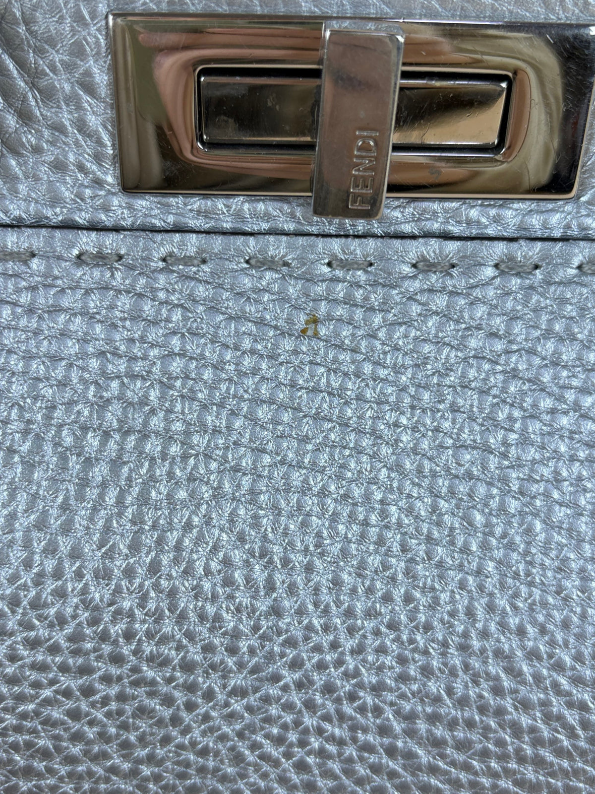 Fendi silver Selleria leather Peekaboo regular hand Bag