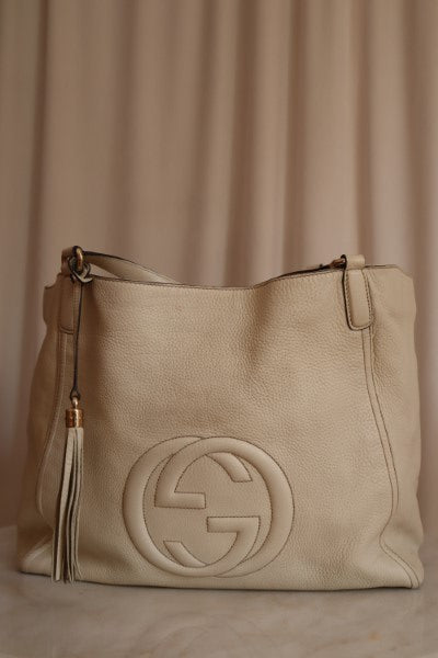 Gucci White Soho Convertible Tote Top Handle Bag