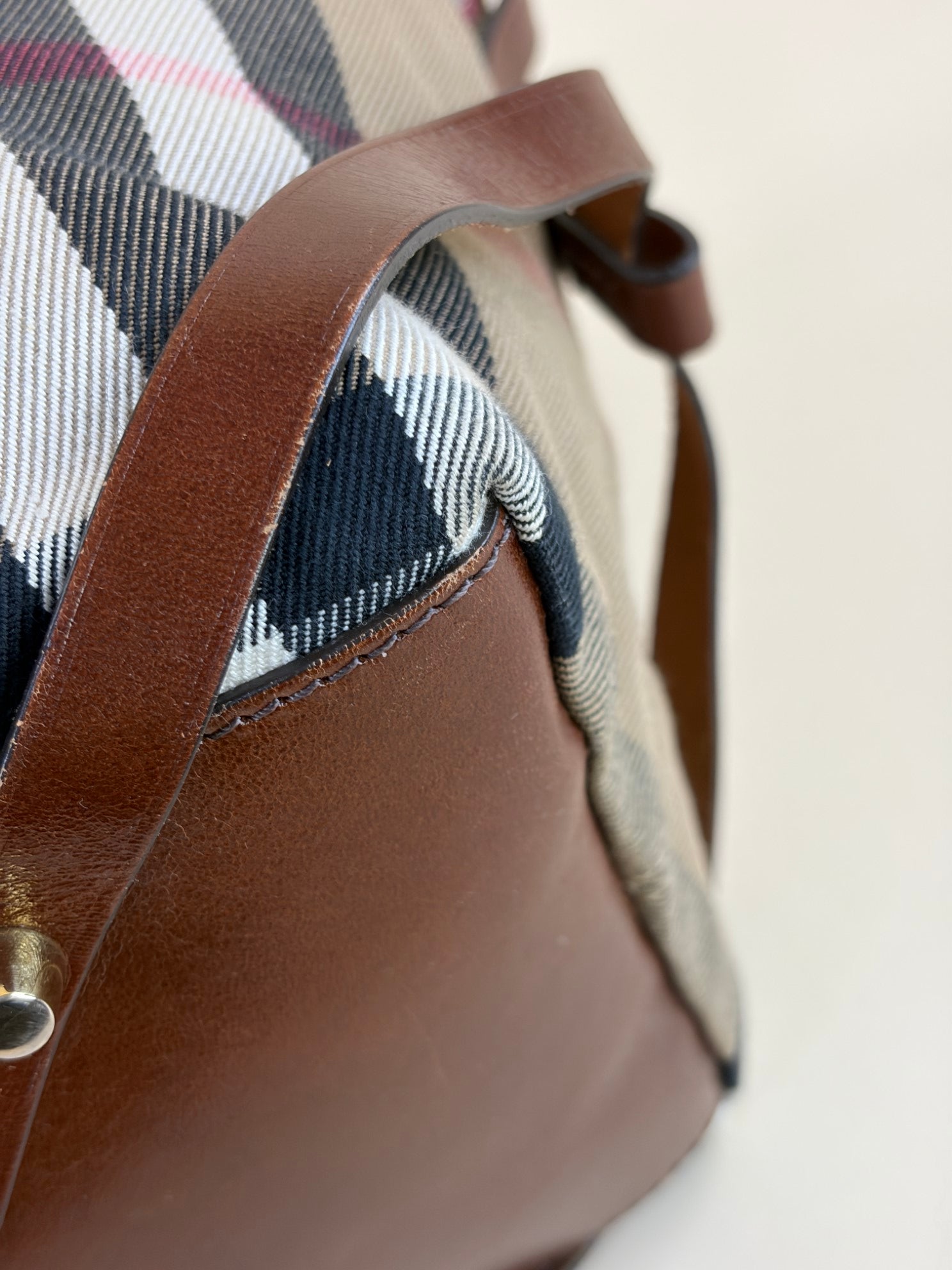 Burberry Dark Tan Bridle House Check Small Salisbury Tote Bag