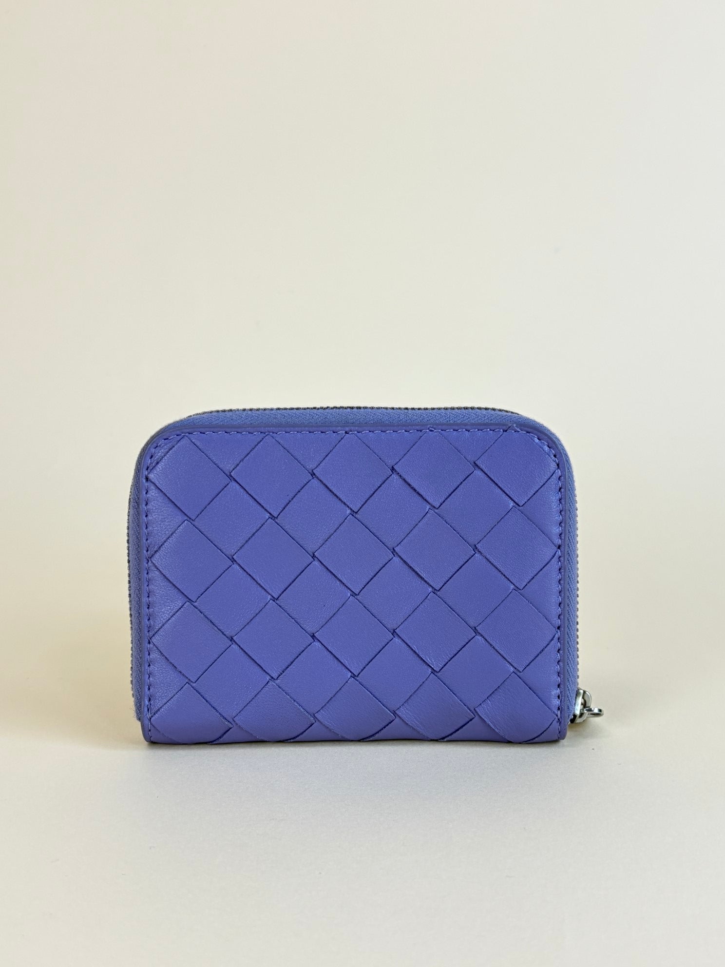 BOTTEGA Veneta lavender intercalator small leather zip around coin purse