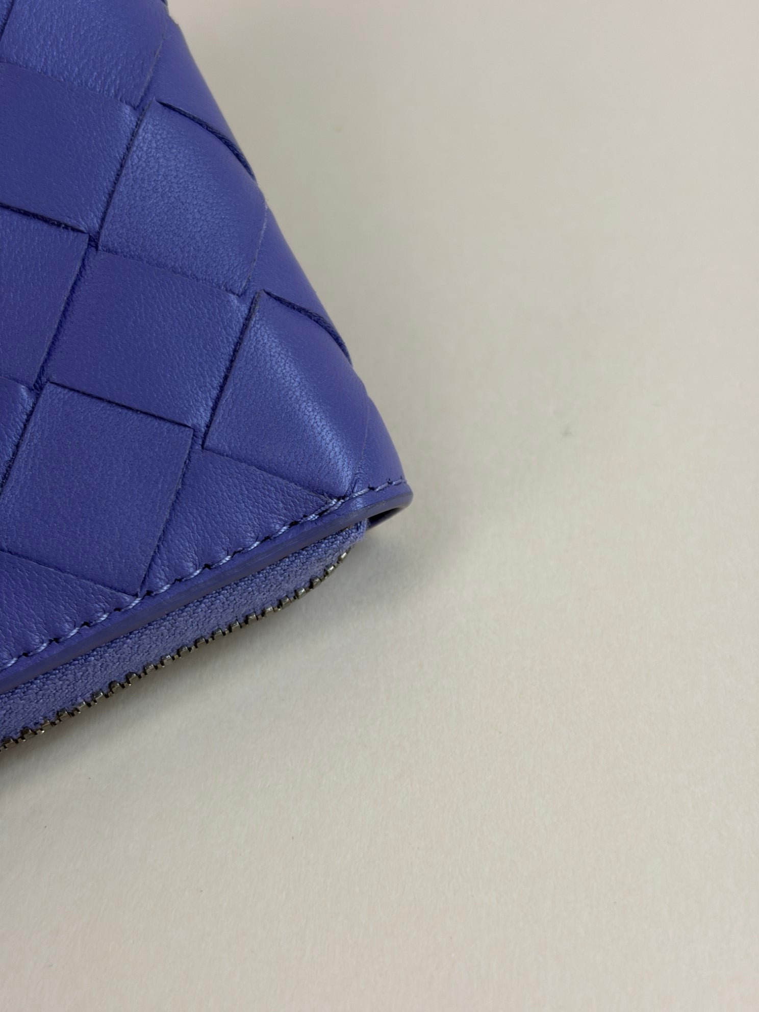 BOTTEGA Veneta lavender intercalator small leather zip around coin purse