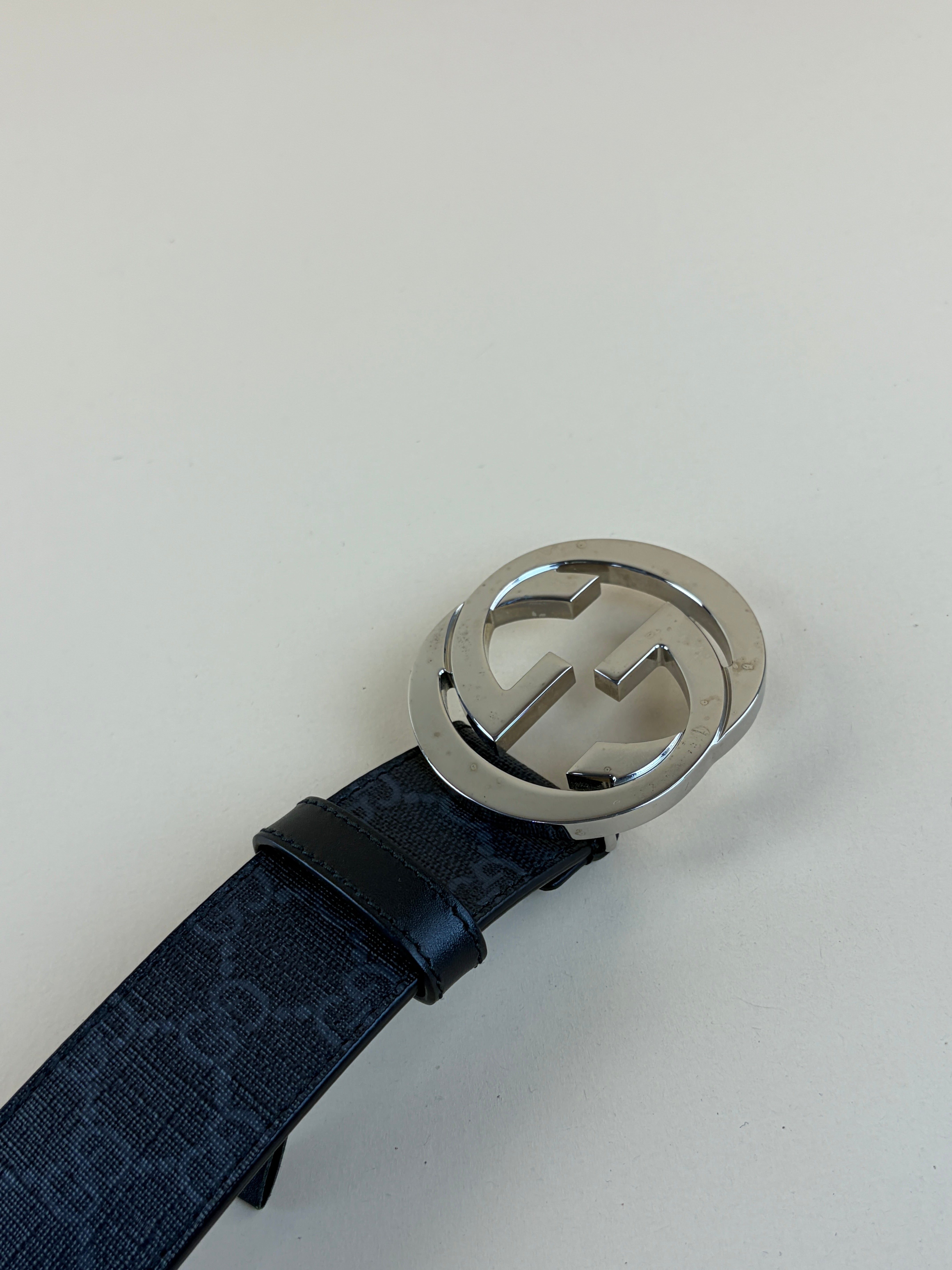 Gucci Grey GG Interlocking Belt 34