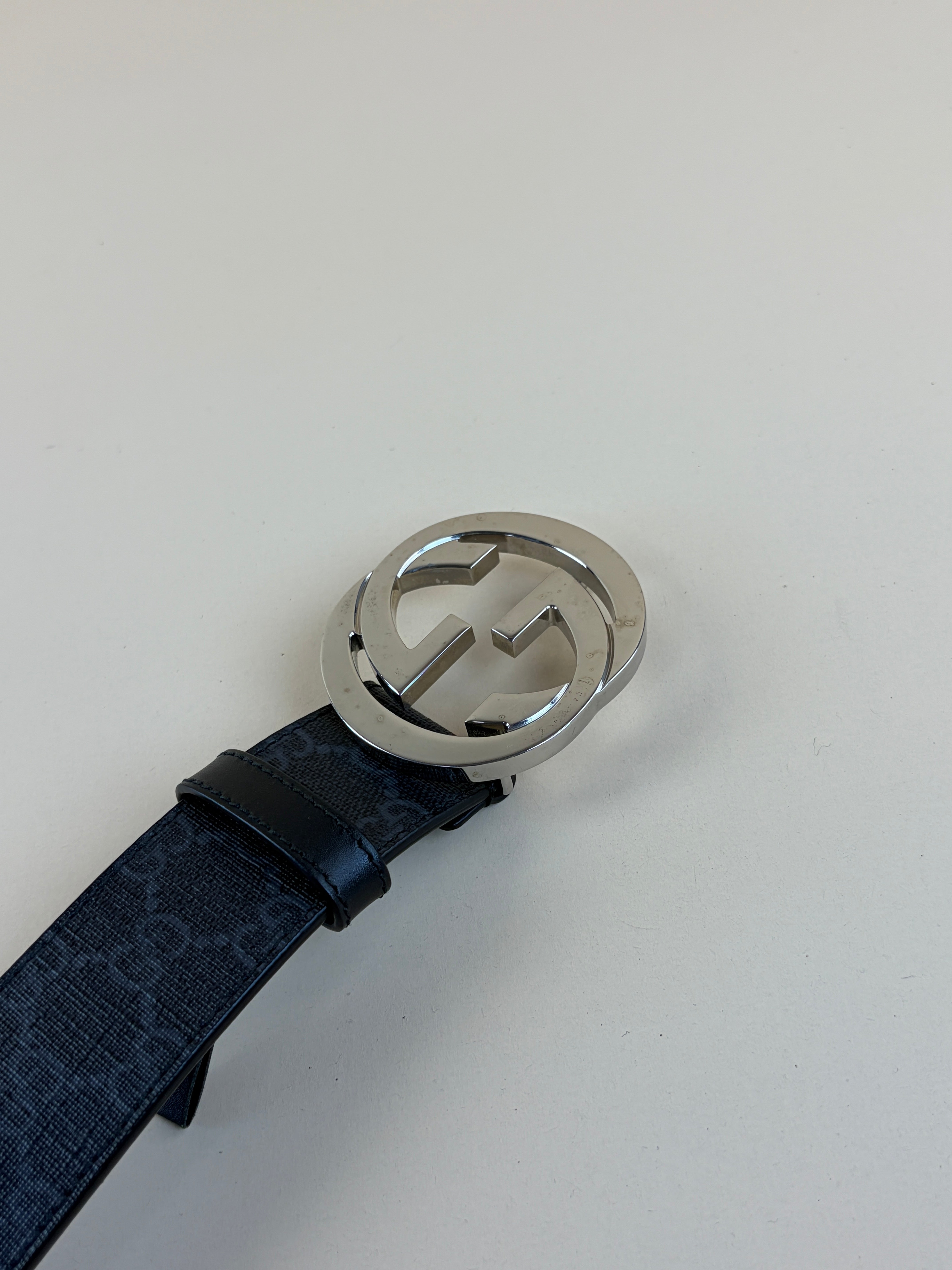 Gucci Grey GG Interlocking Belt 34