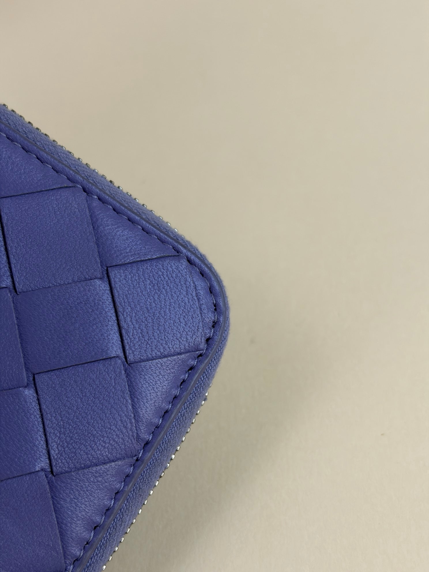 BOTTEGA Veneta lavender intercalator small leather zip around coin purse