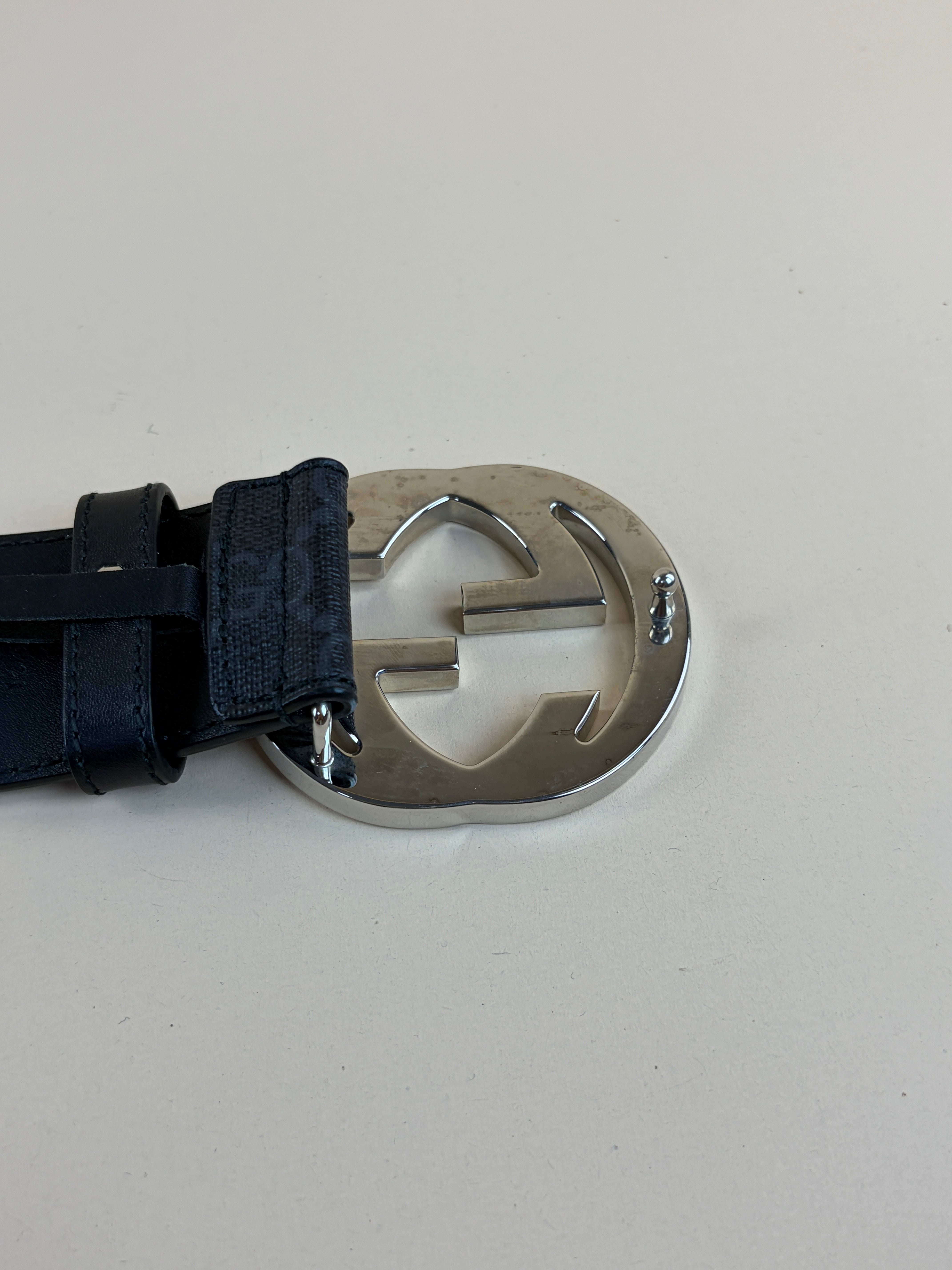Gucci Grey GG Interlocking Belt 34