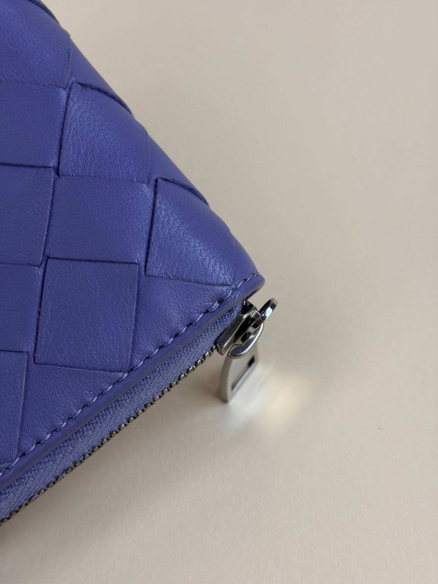 BOTTEGA Veneta lavender intercalator small leather zip around coin purse