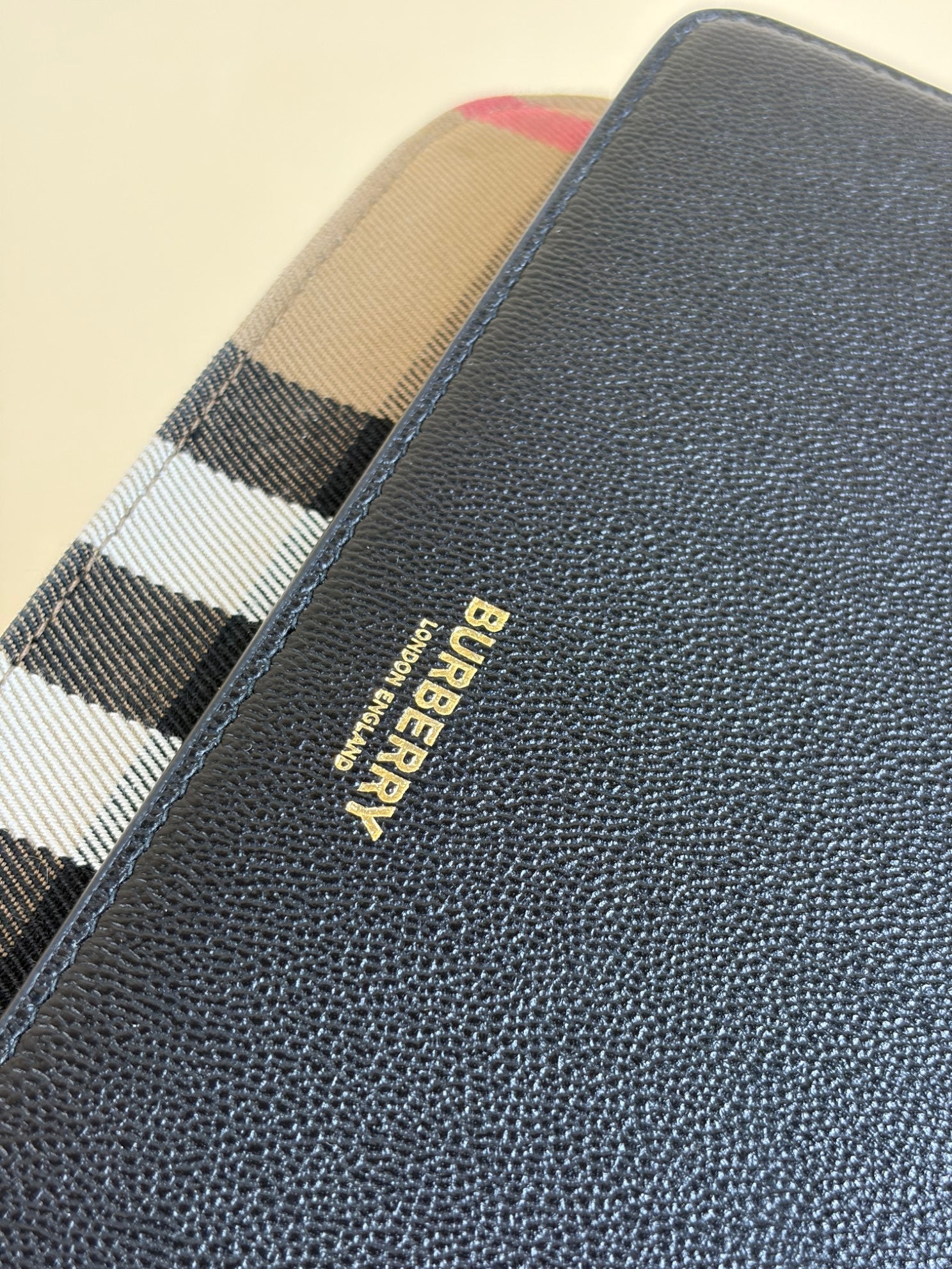 Burberry black calf and house check crossbody