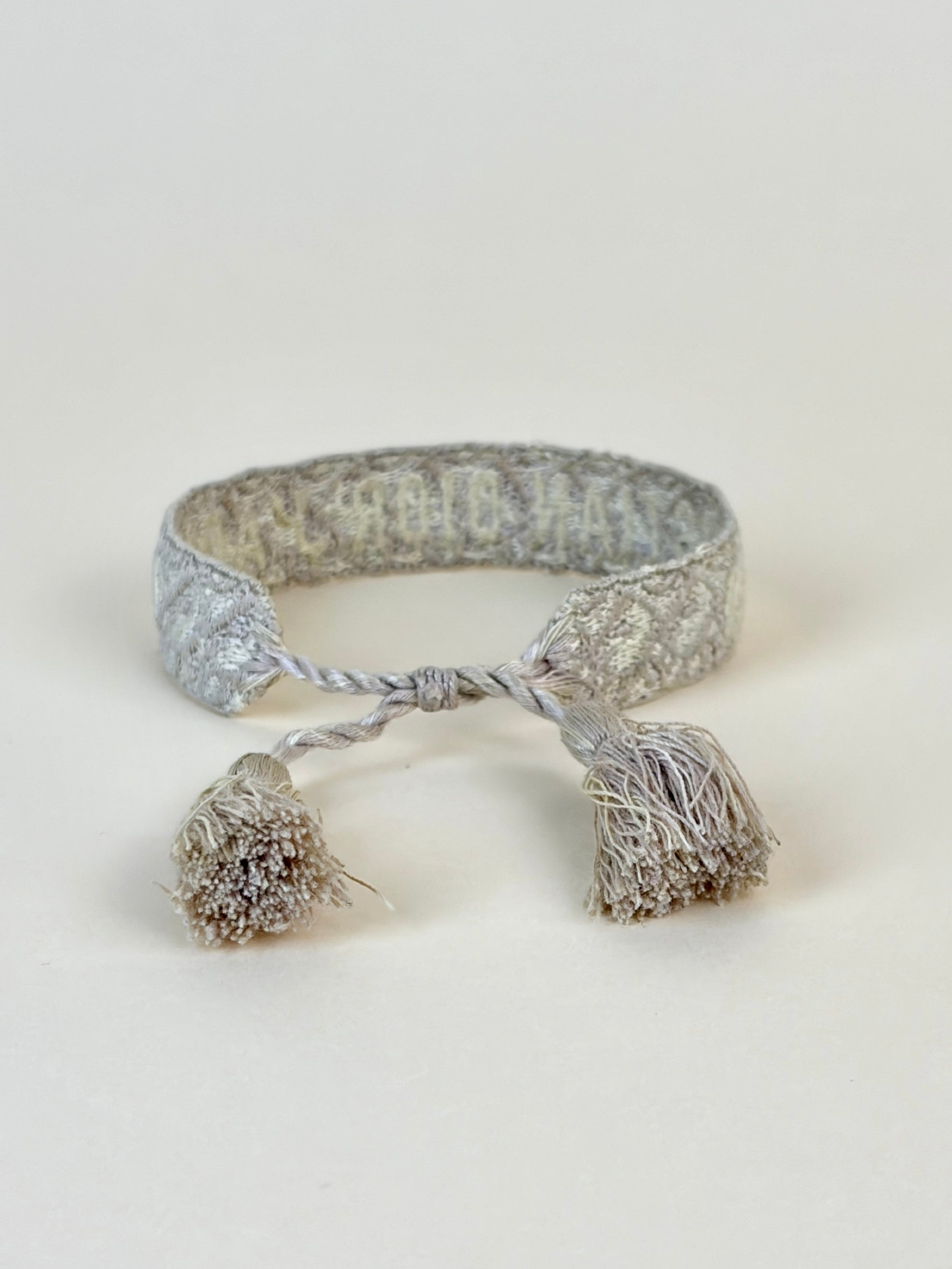 Dior beige cotton j adior woven embroidered bracelets set